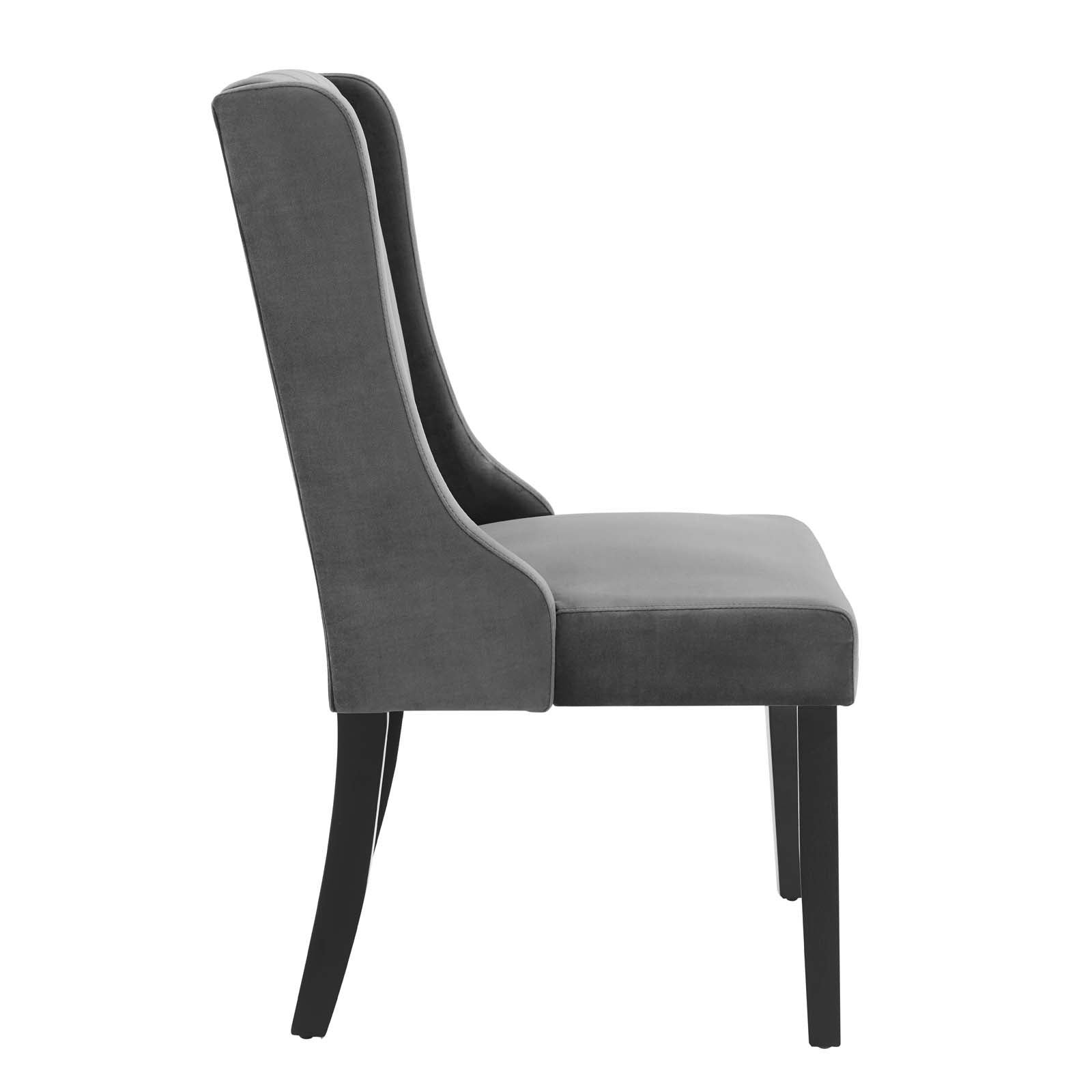 Modway Dining Chairs - Renew Parsons Performance Velvet Dining Side Chairs - Set of 2 Gray