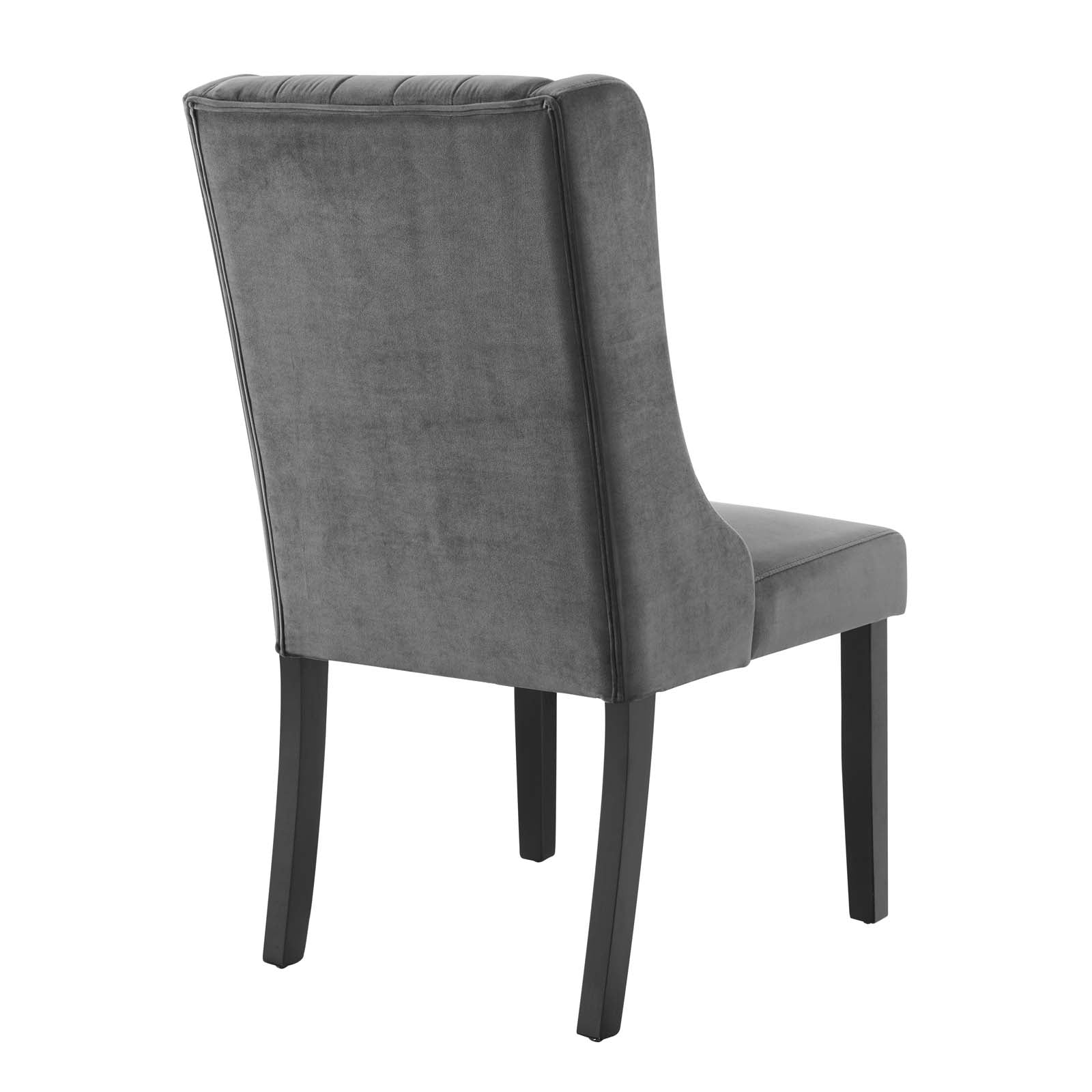 Modway Dining Chairs - Renew Parsons Performance Velvet Dining Side Chairs - Set of 2 Gray