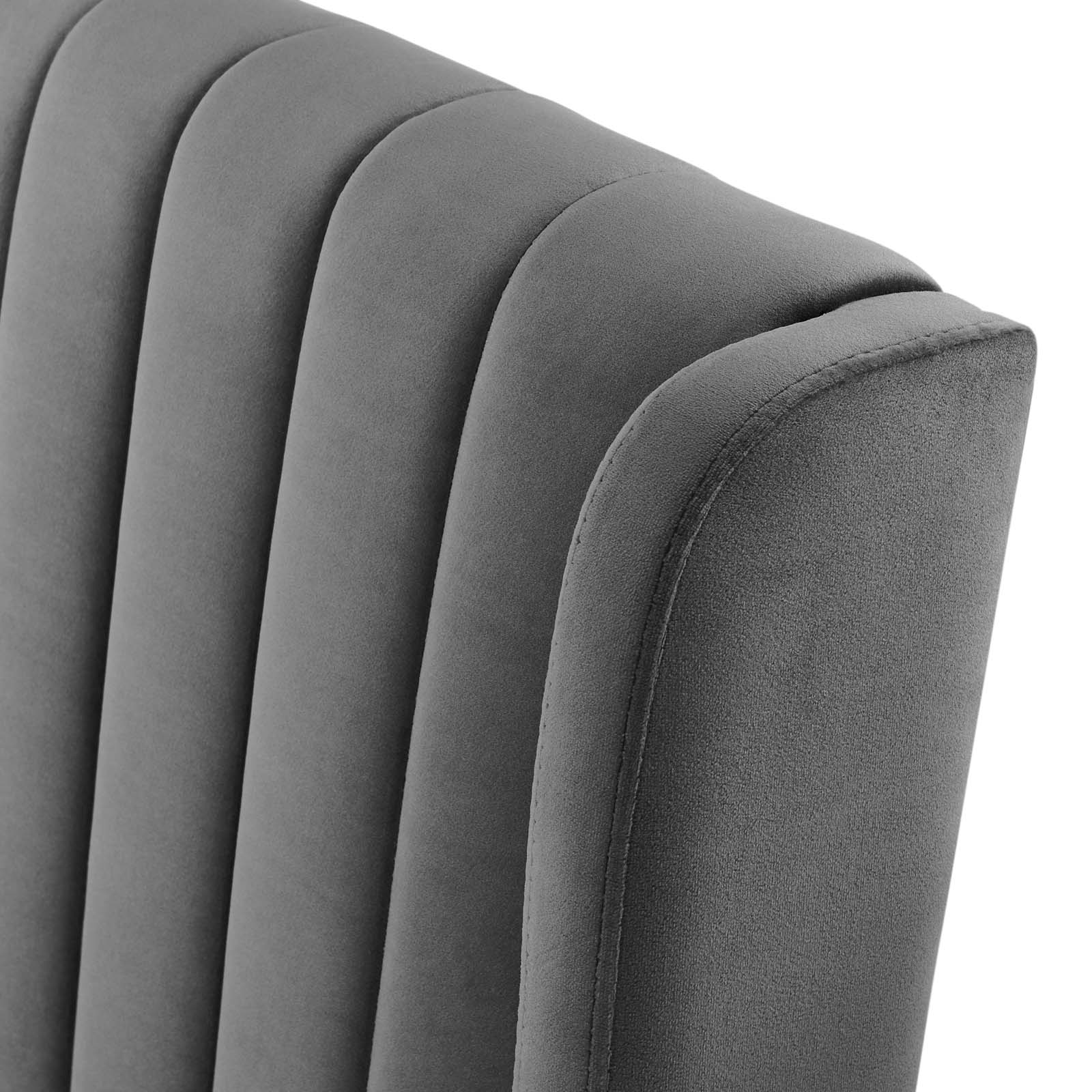 Modway Dining Chairs - Renew Parsons Performance Velvet Dining Side Chairs - Set of 2 Gray