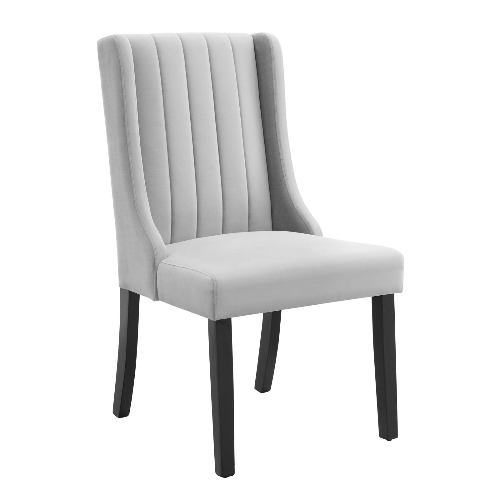 Modway Dining Chairs - Renew Parsons Performance Velvet Dining Side Chairs - Set of 2 Light Gray