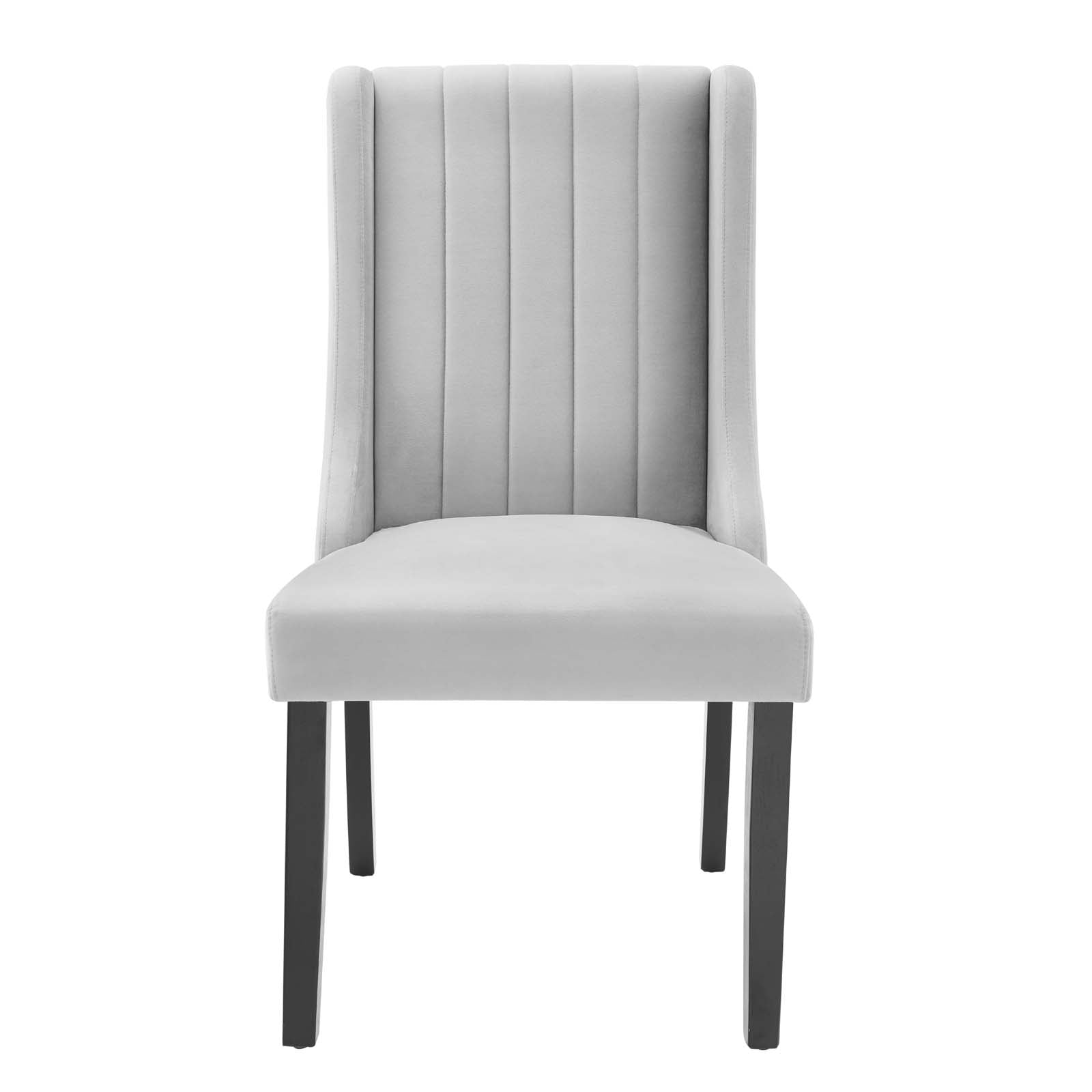 Modway Dining Chairs - Renew Parsons Performance Velvet Dining Side Chairs - Set of 2 Light Gray