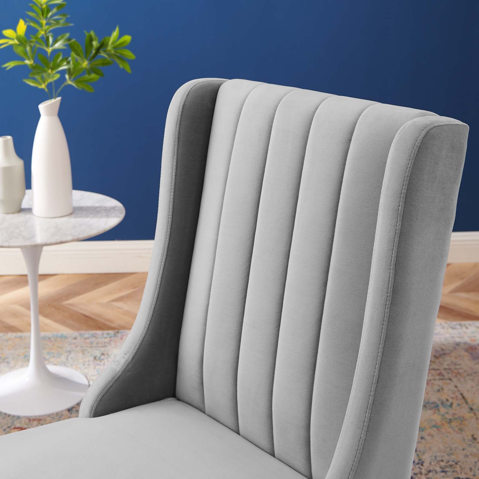 Modway Dining Chairs - Renew Parsons Performance Velvet Dining Side Chairs - Set of 2 Light Gray