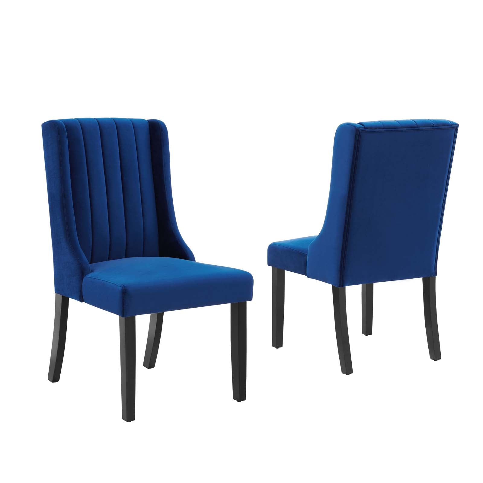 Modway Dining Chairs - Renew Parsons Performance Velvet Dining Side Chairs - Set of 2 Navy
