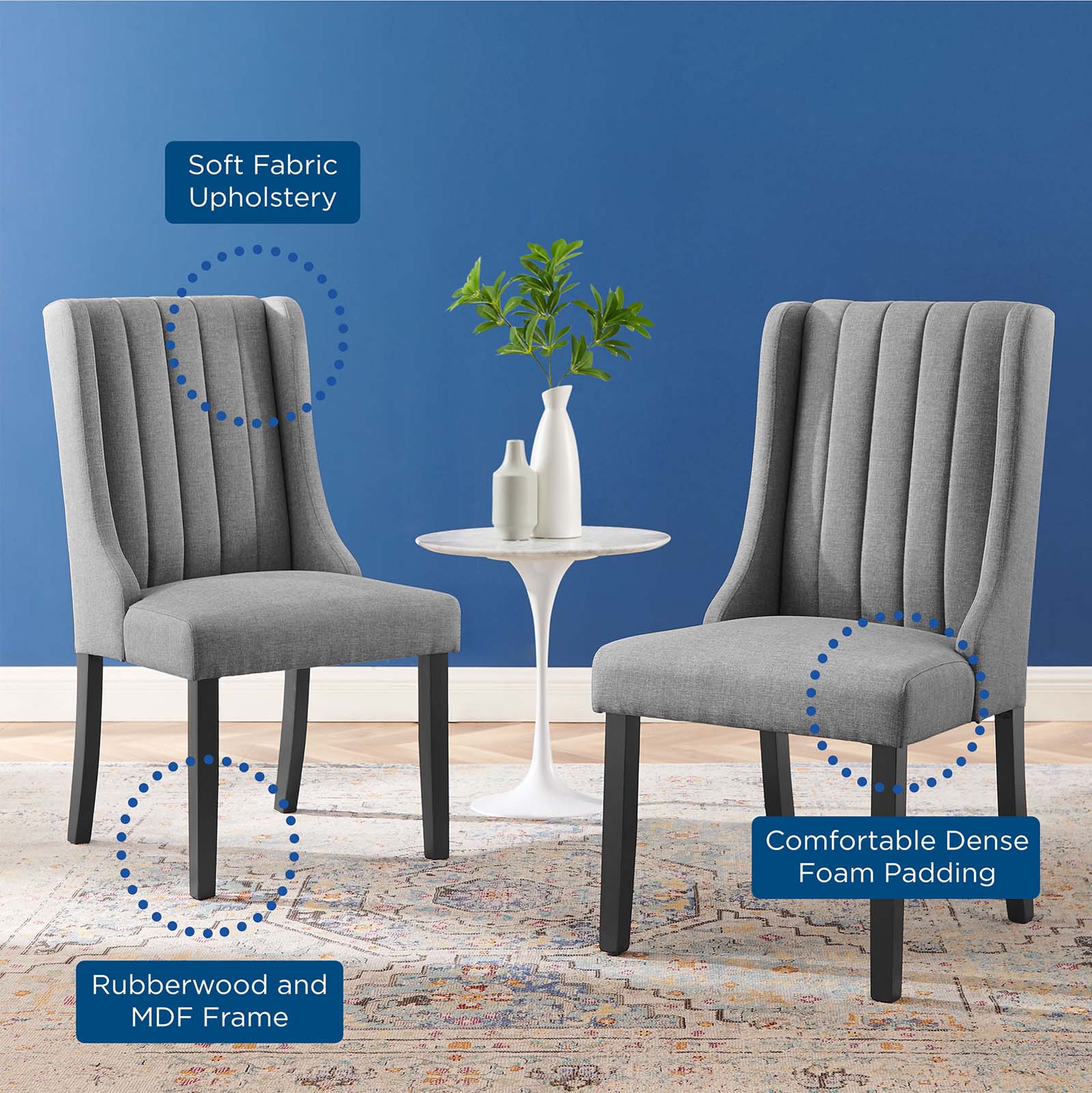 Modway Dining Chairs - Renew Parsons Fabric Dining Side Chairs - ( Set Of 2 ) Light Gray