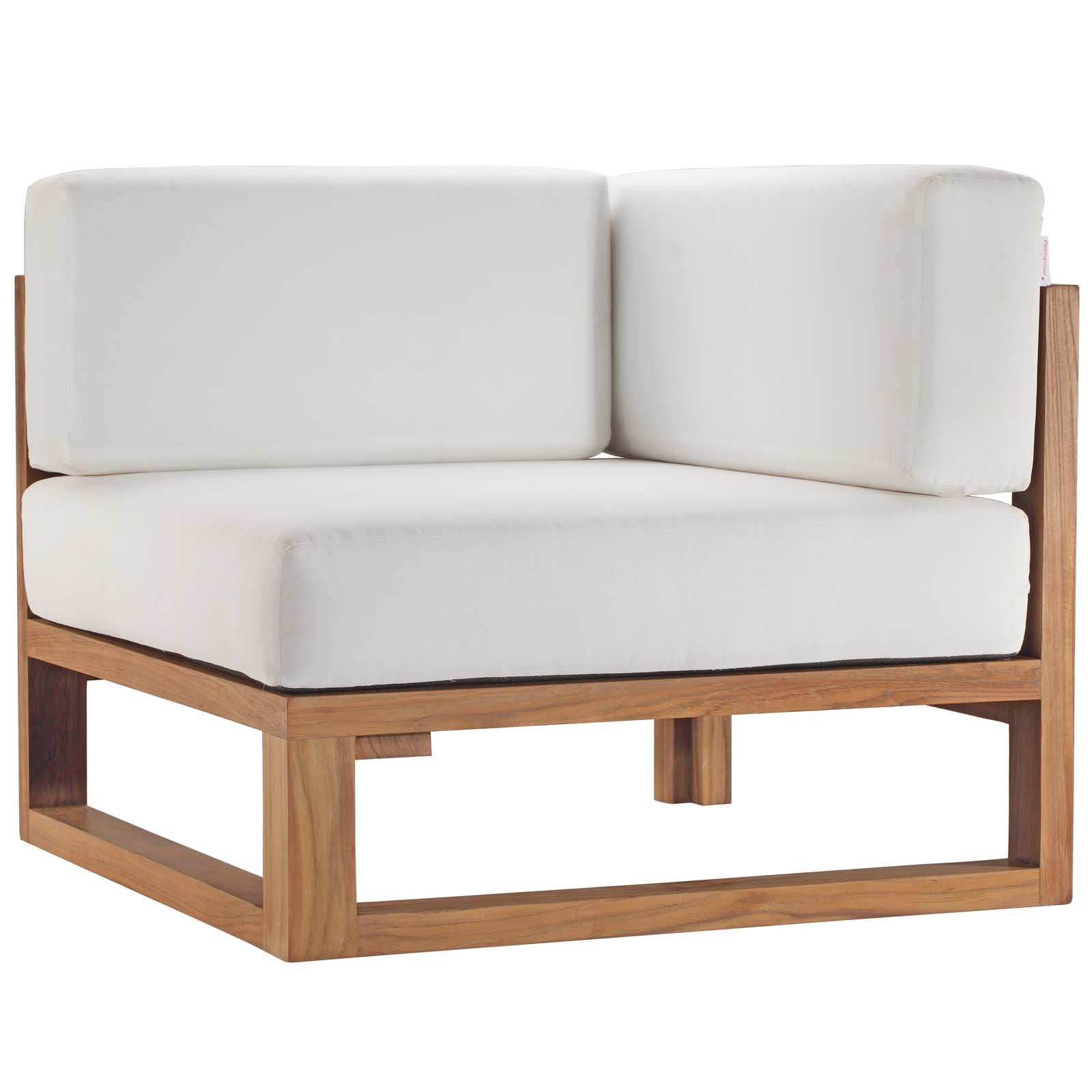 Modway Outdoor Conversation Sets - Upland Outdoor Patio Teak Wood 4-Piece Sectional Sofa Set Natural White