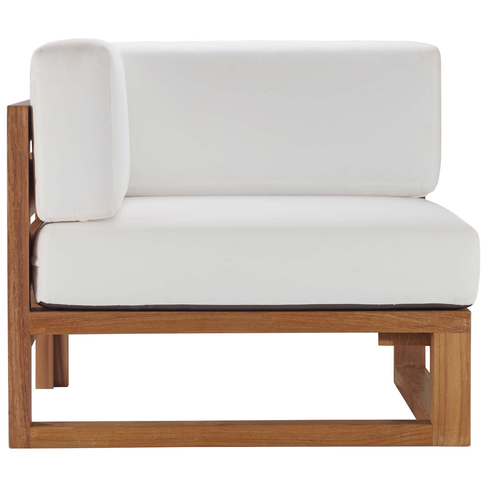 Modway Outdoor Conversation Sets - Upland Outdoor Patio Teak Wood 4-Piece Sectional Sofa Set Natural White