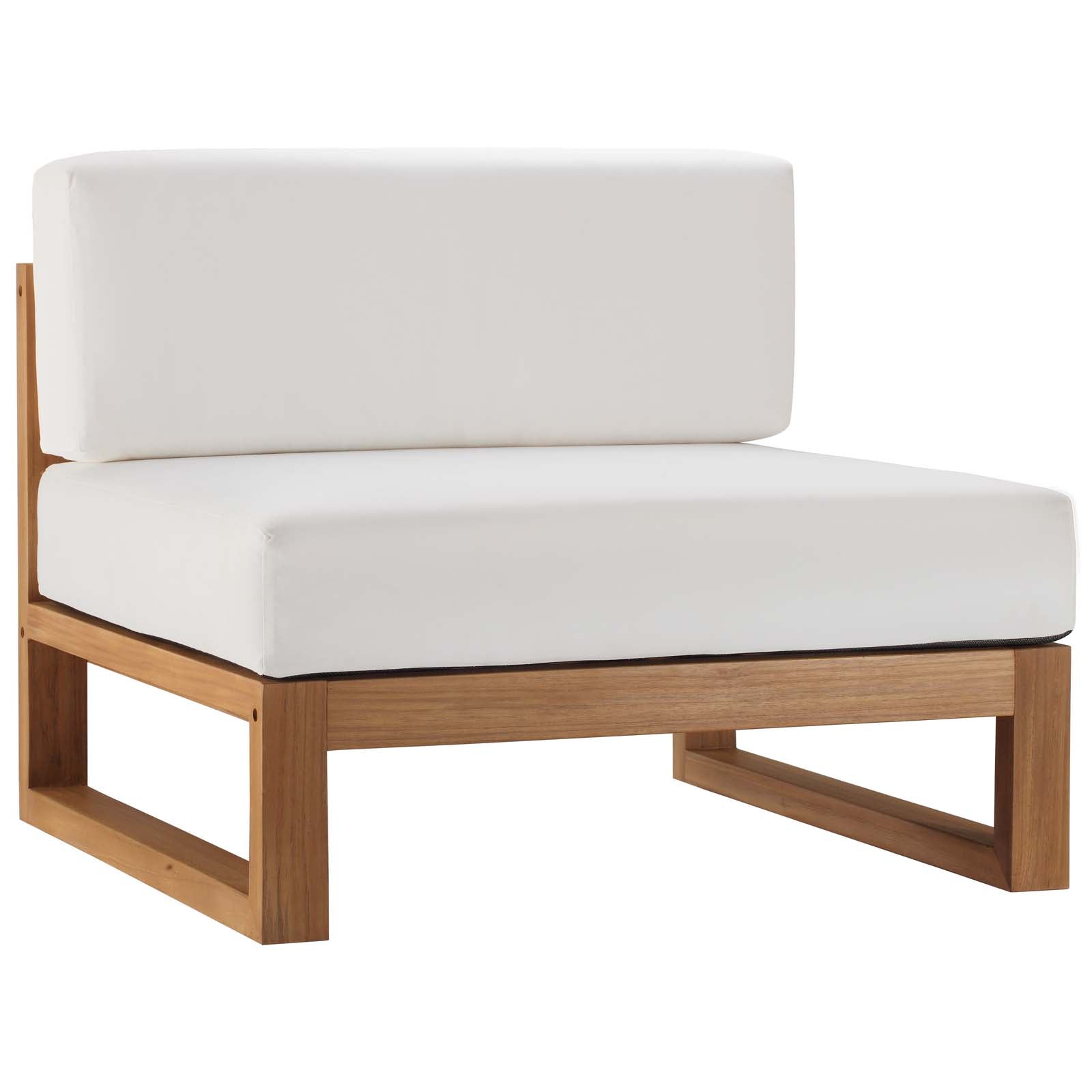 Modway Outdoor Conversation Sets - Upland Outdoor Patio Teak Wood 4-Piece Sectional Sofa Set Natural White