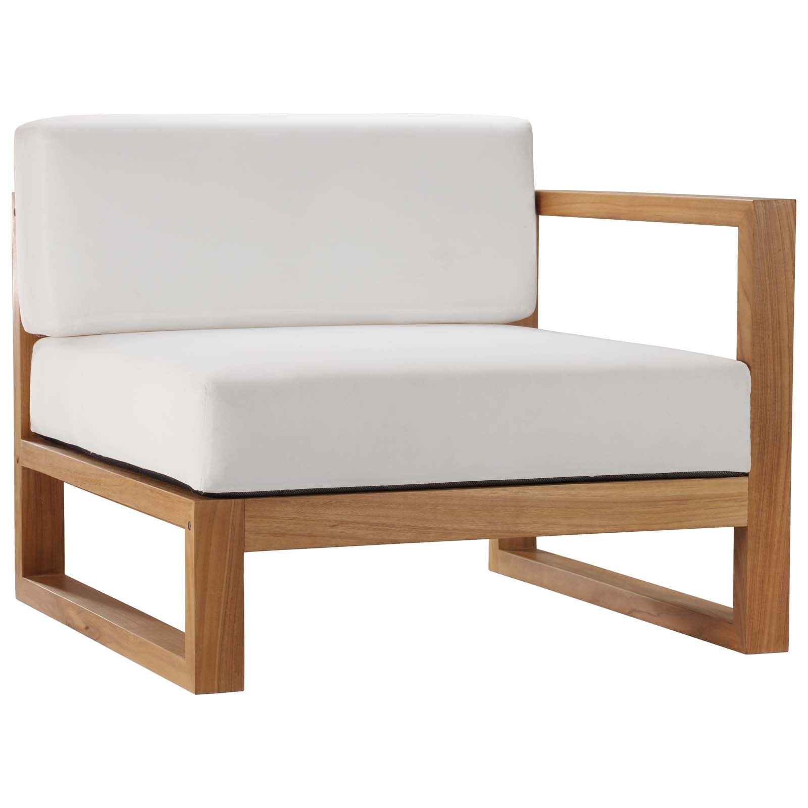 Modway Outdoor Conversation Sets - Upland Outdoor Patio Teak Wood 3-Piece Sectional Sofa Set Natural White 68"