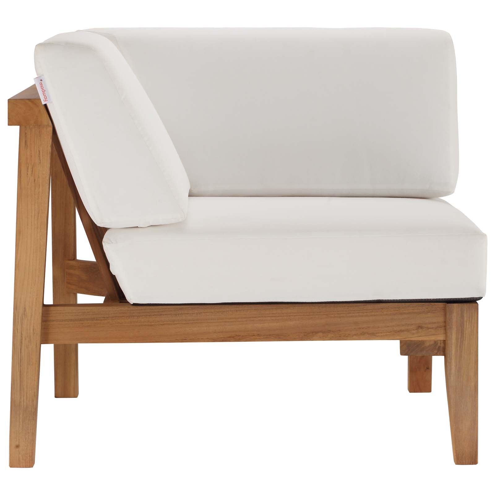 Modway Outdoor Sofas - Bayport-Outdoor-Patio-Teak-Wood-3-Piece-Sectional-Sofa-Set-Natural-White