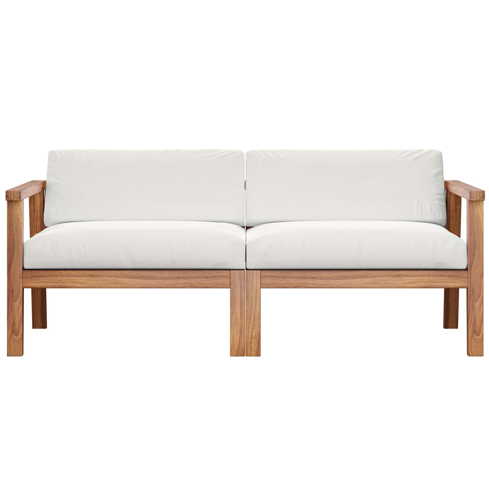 Modway Outdoor Sofas - Bayport Outdoor Patio Teak Wood 2-Seater Loveseat Natural White