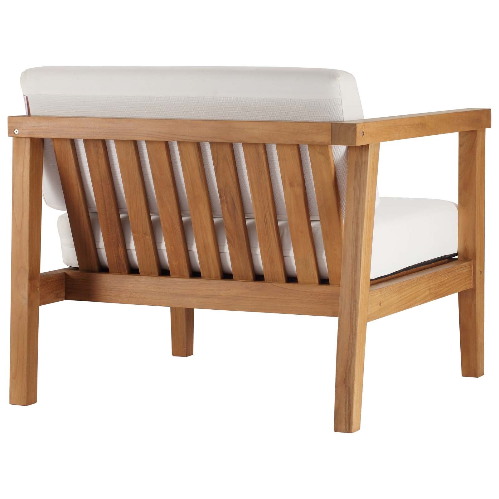 Modway Outdoor Sofas - Bayport Outdoor Patio Teak Wood 2-Seater Loveseat Natural White