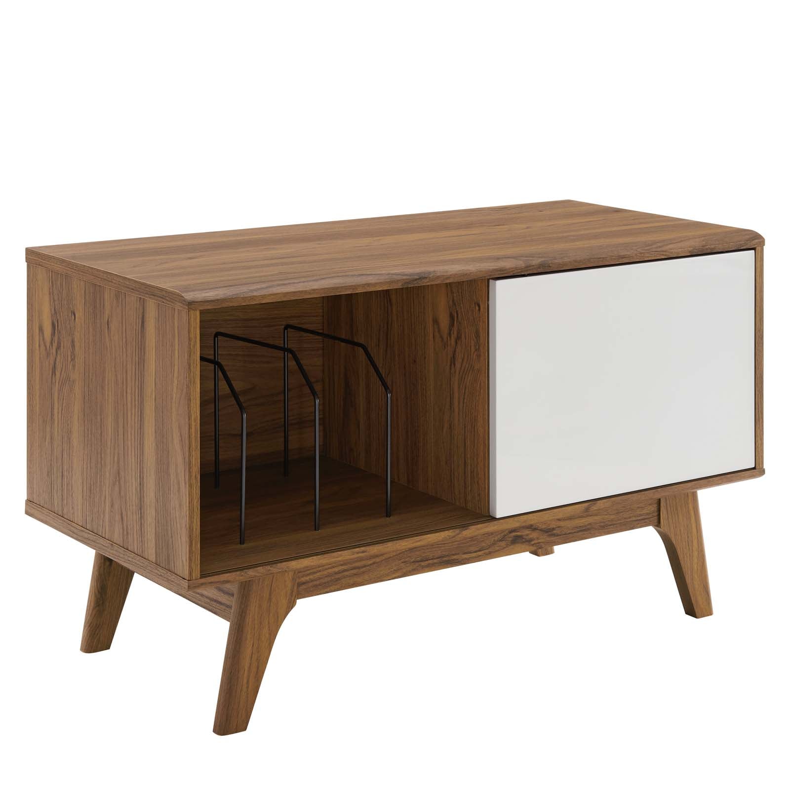 Modway TV & Media Units - Envision Vinyl Record Display Stand Walnut White