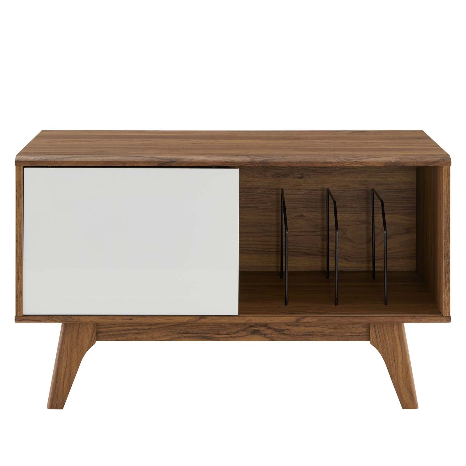 Modway TV & Media Units - Envision Vinyl Record Display Stand Walnut White