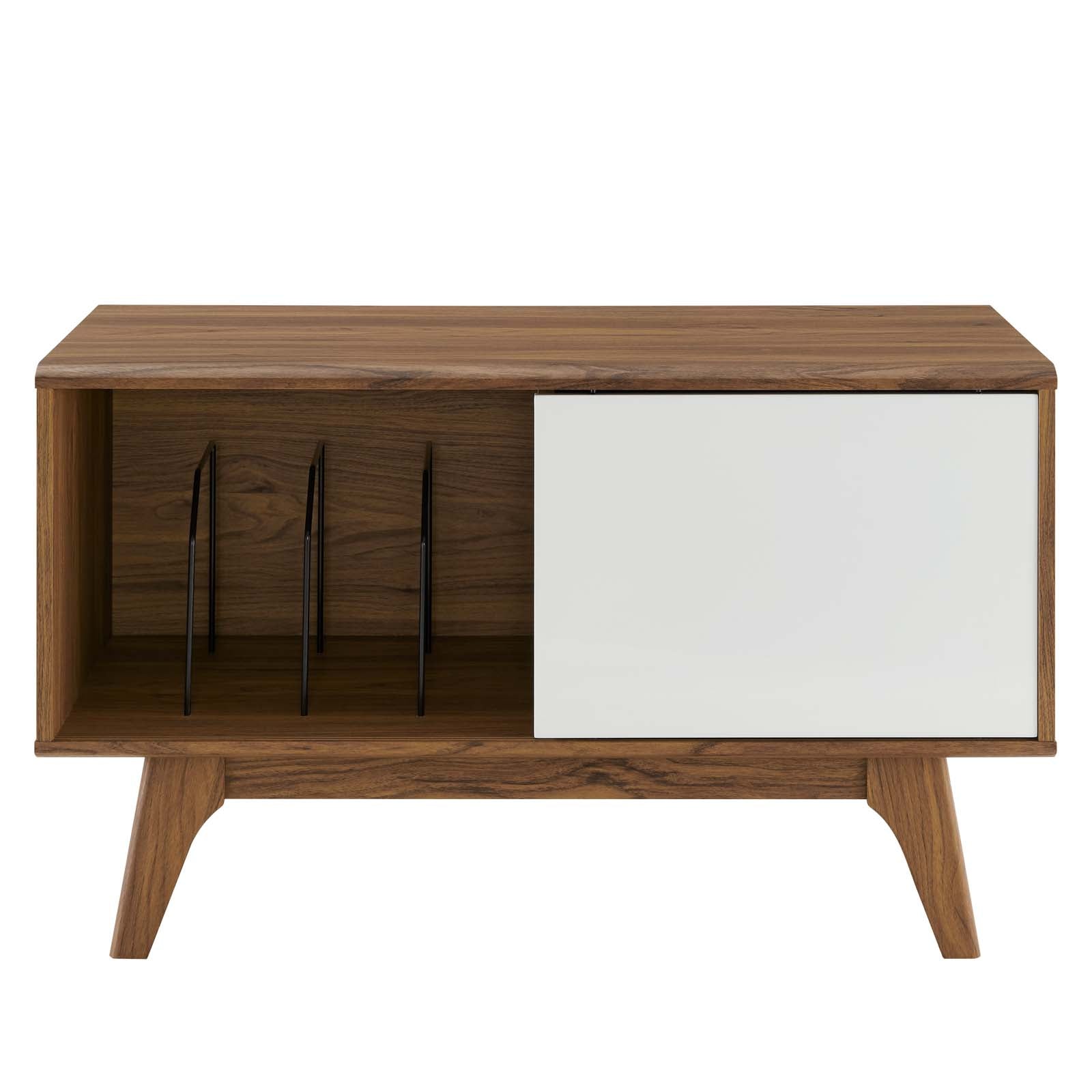 Modway TV & Media Units - Envision Vinyl Record Display Stand Walnut White