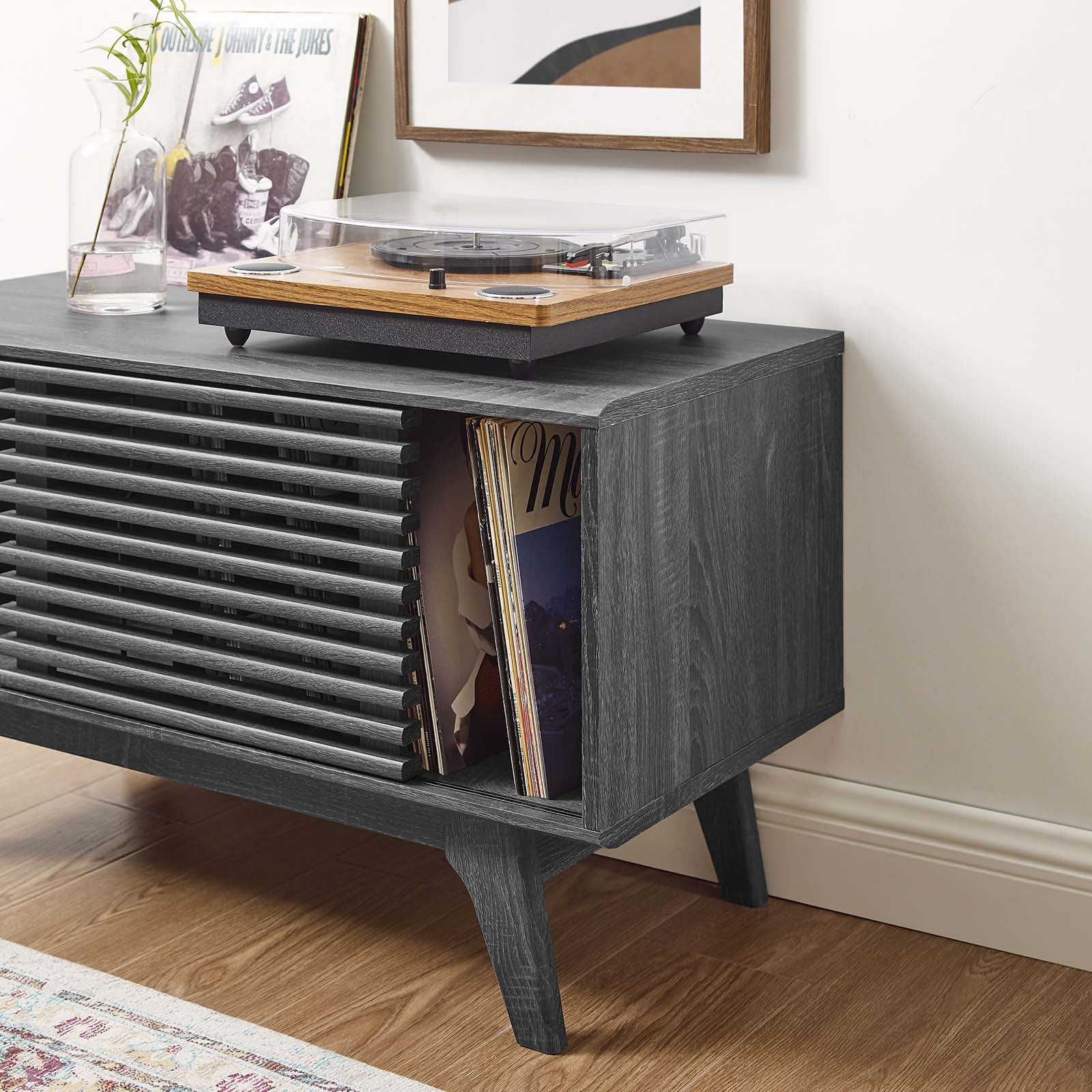 Modway Bookcases & Display Units - Render Vinyl Record Display Stand Charcoal