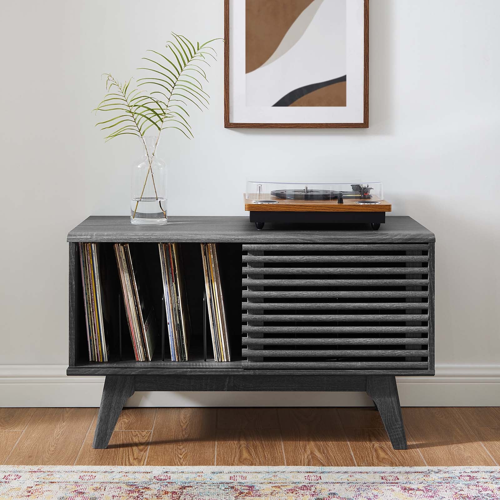 Modway Bookcases & Display Units - Render Vinyl Record Display Stand Charcoal