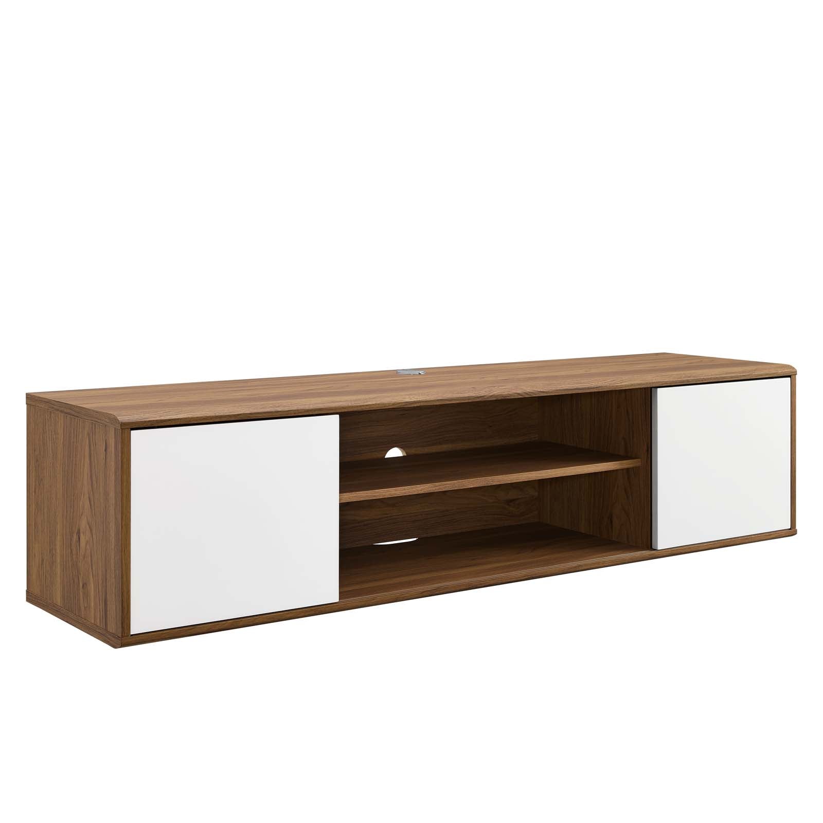Modway TV & Media Units - Envision 60" Wall Mount TV Stand Walnut White