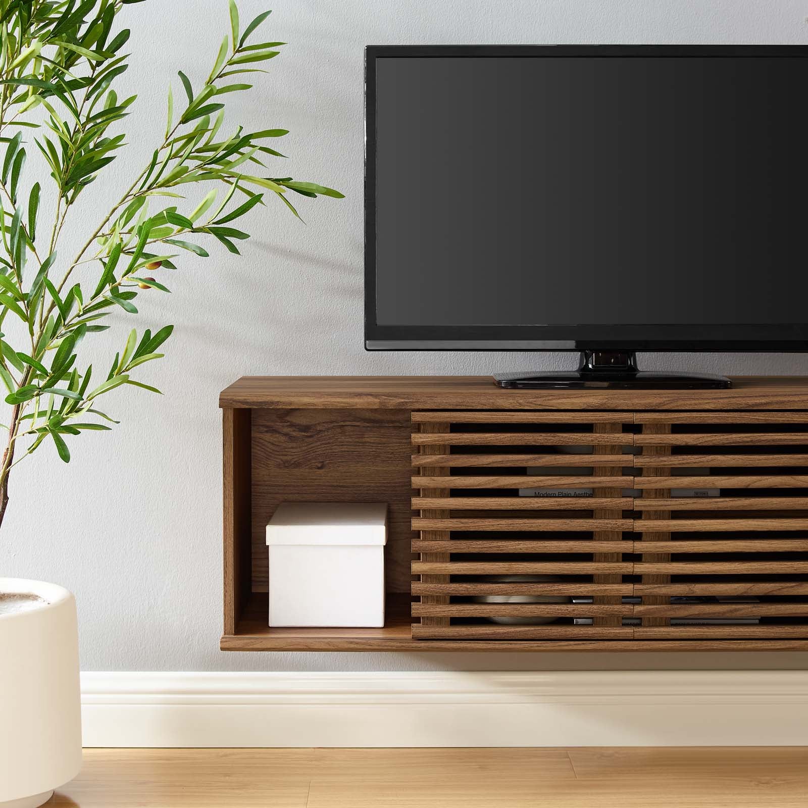 Modway TV & Media Units - Render 46" Wall-Mount Media Console TV Stand Walnut