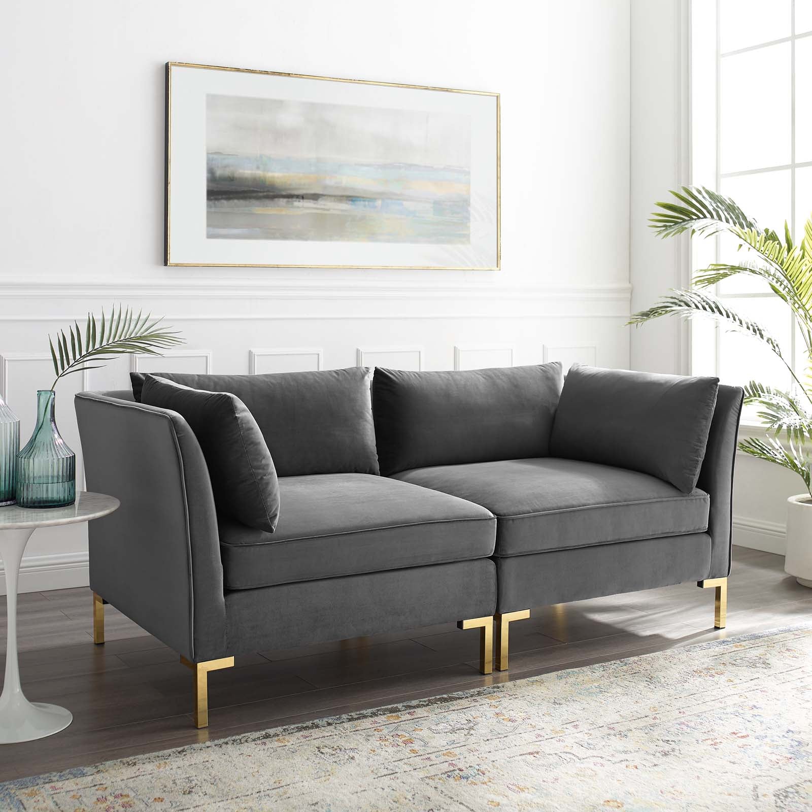 Modway Loveseats - Ardent Performance Velvet Loveseat Gray