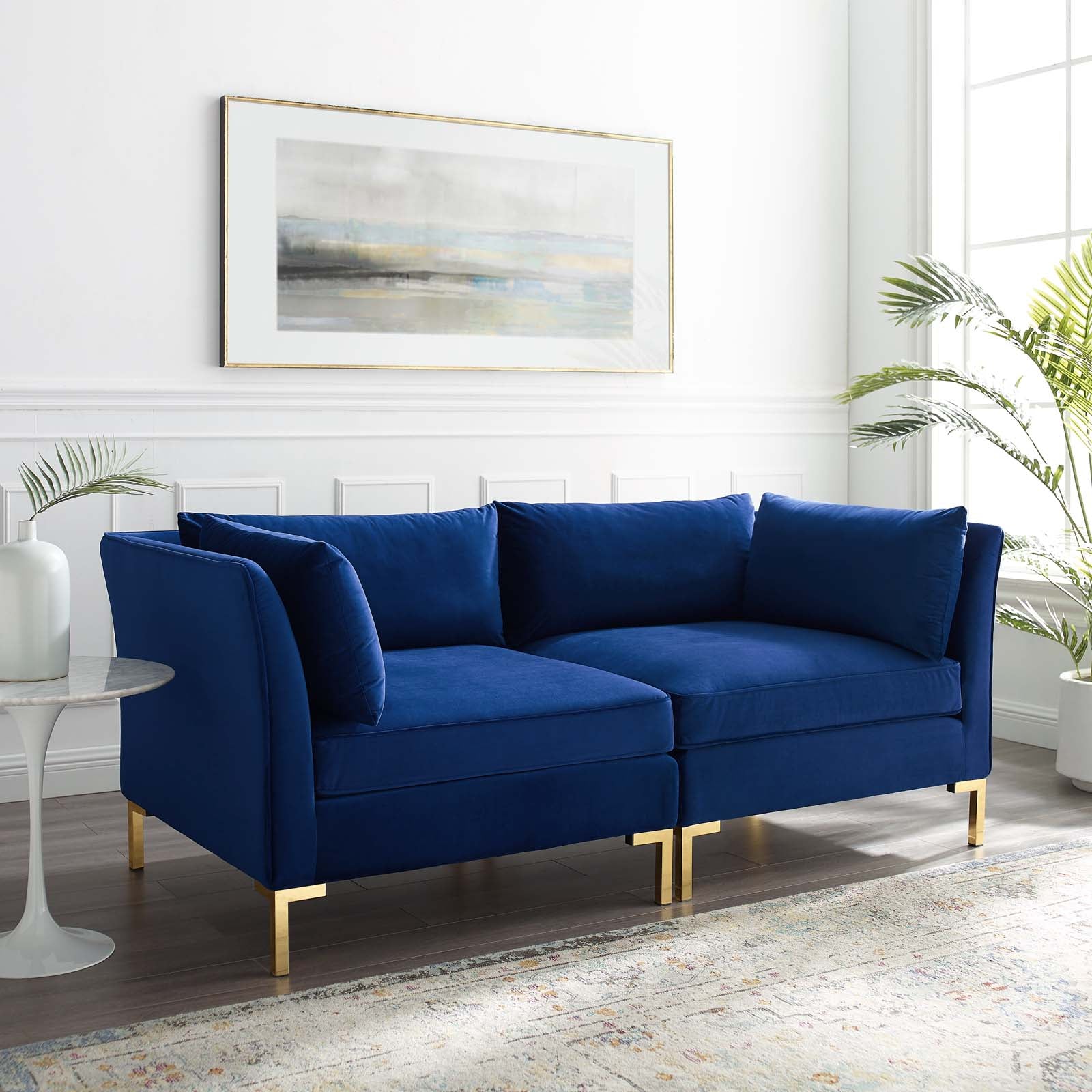 Modway Sofas & Couches - Ardent Performance Velvet Loveseat Navy