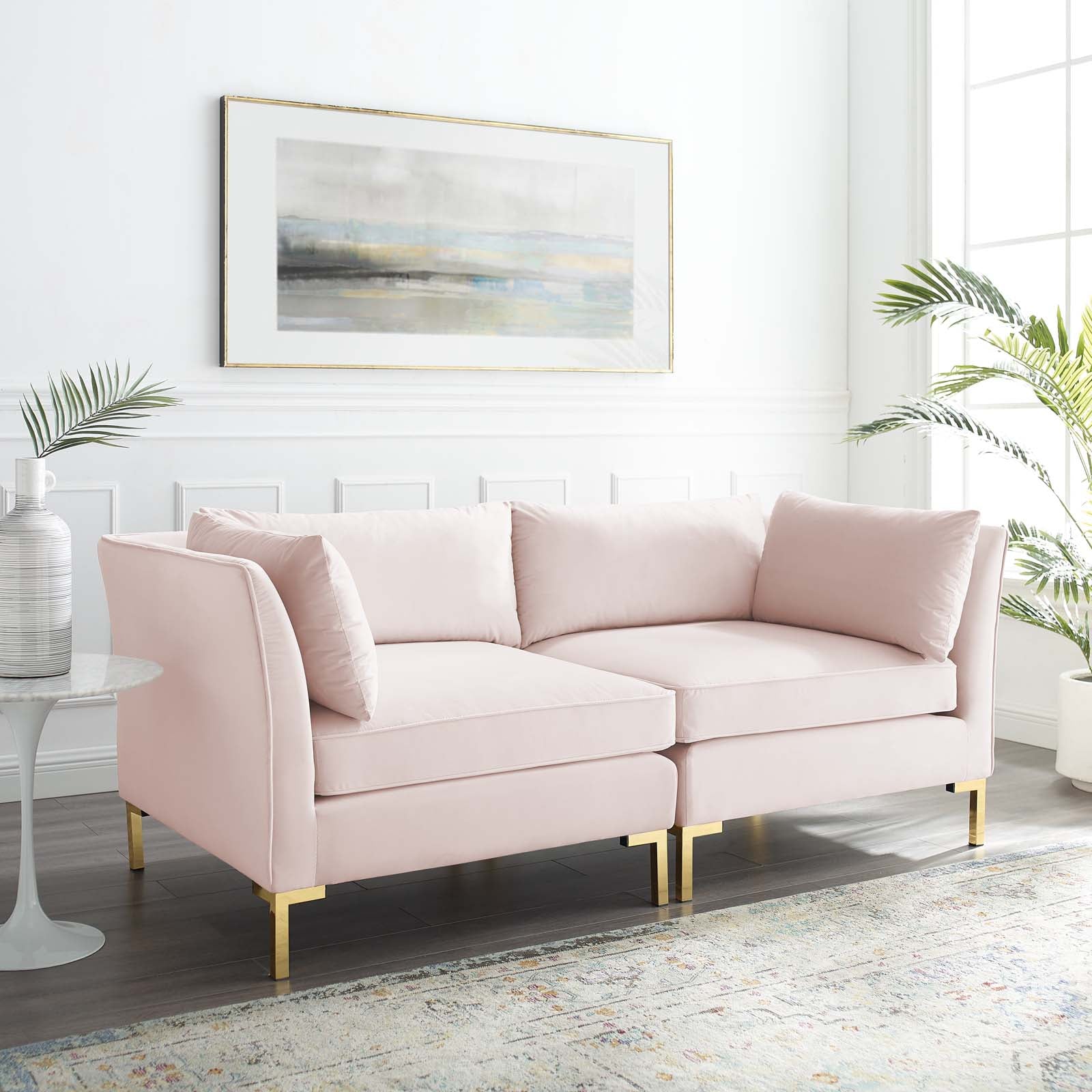 Modway Loveseats - Ardent Performance Velvet Loveseat Pink