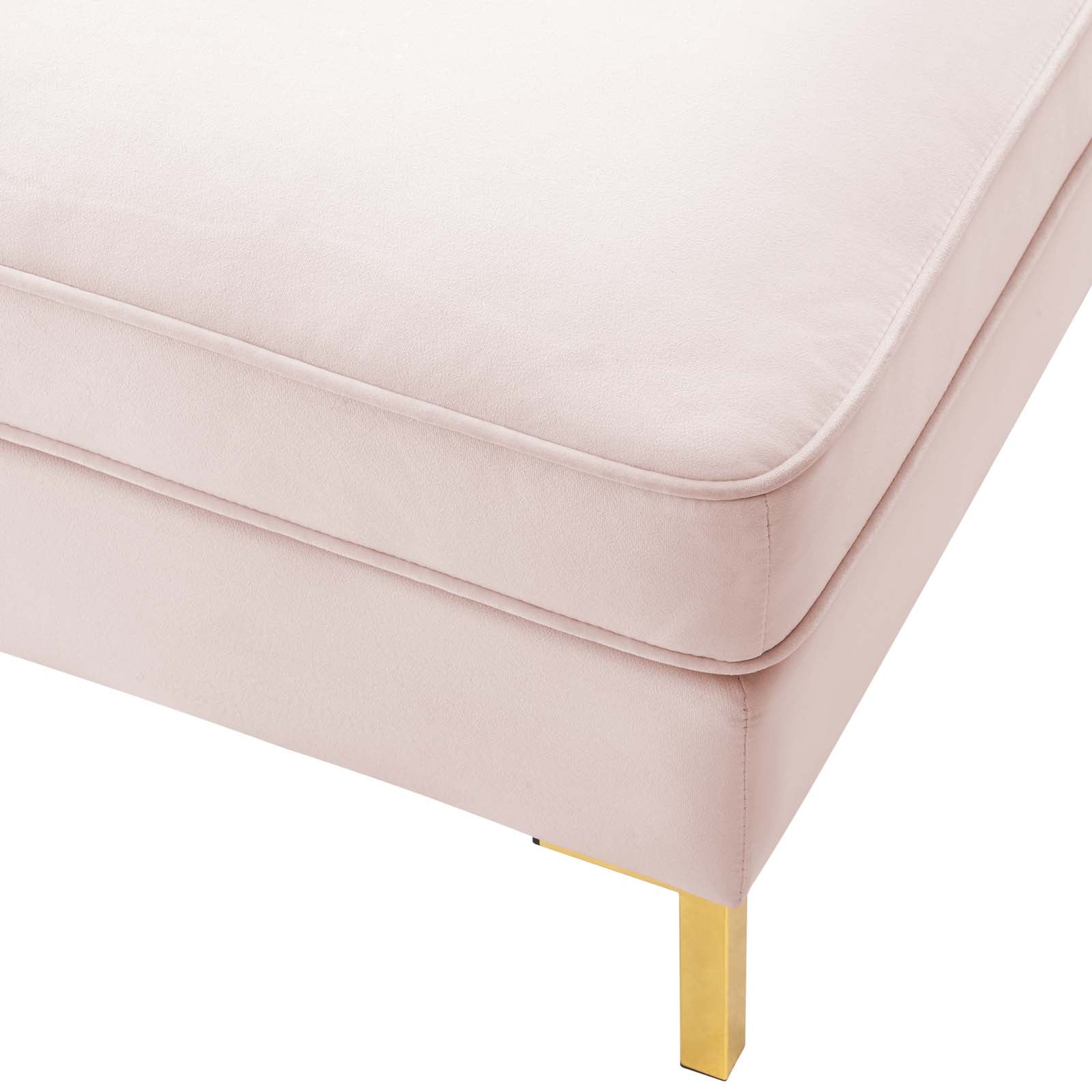 Modway Sectional Sofas - Ardent 6 Piece Performance Velvet Sectional Sofa Pink 134"