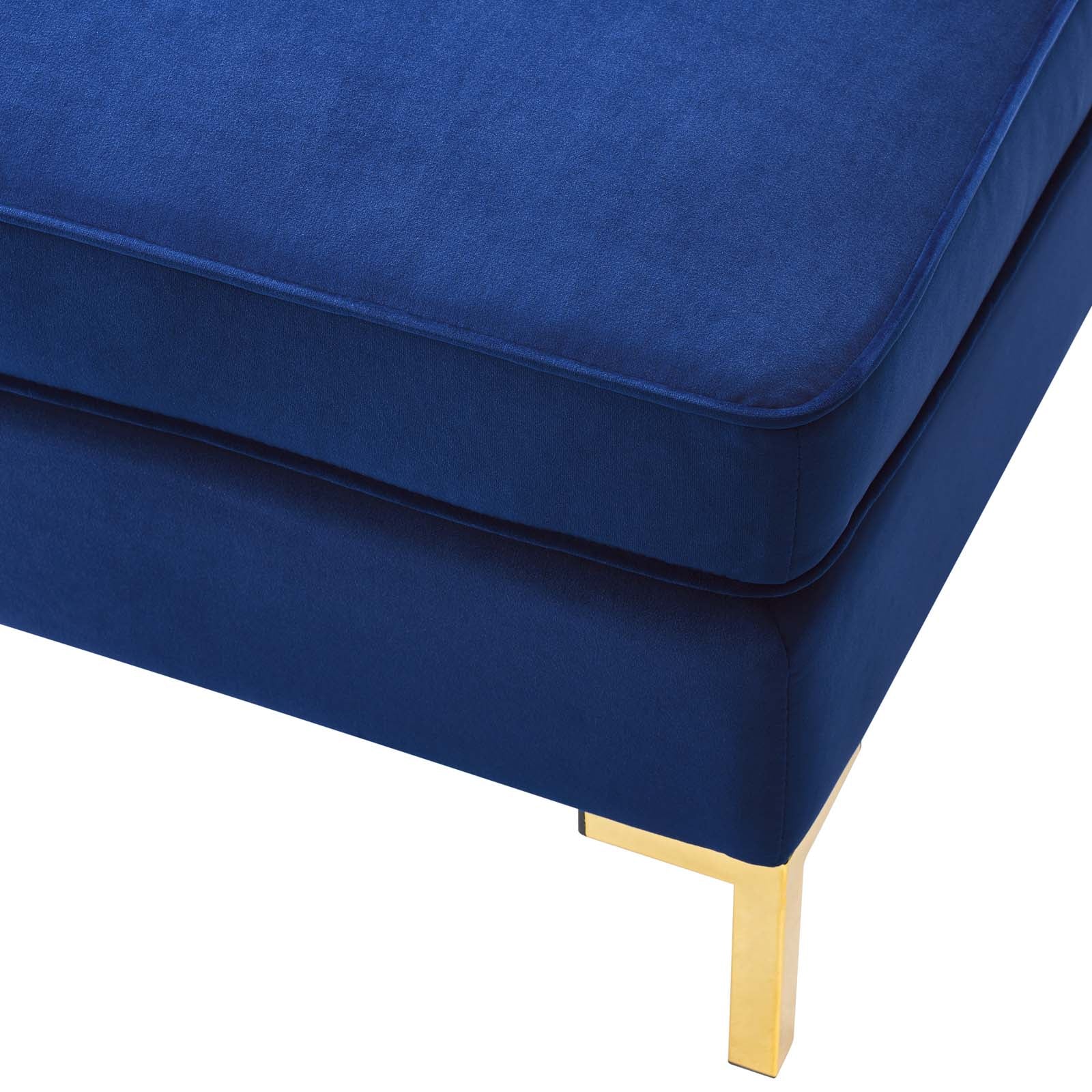 Modway Sectional Sofas - Ardent 5 Piece Performance Velvet Sectional Sofa Navy 134"