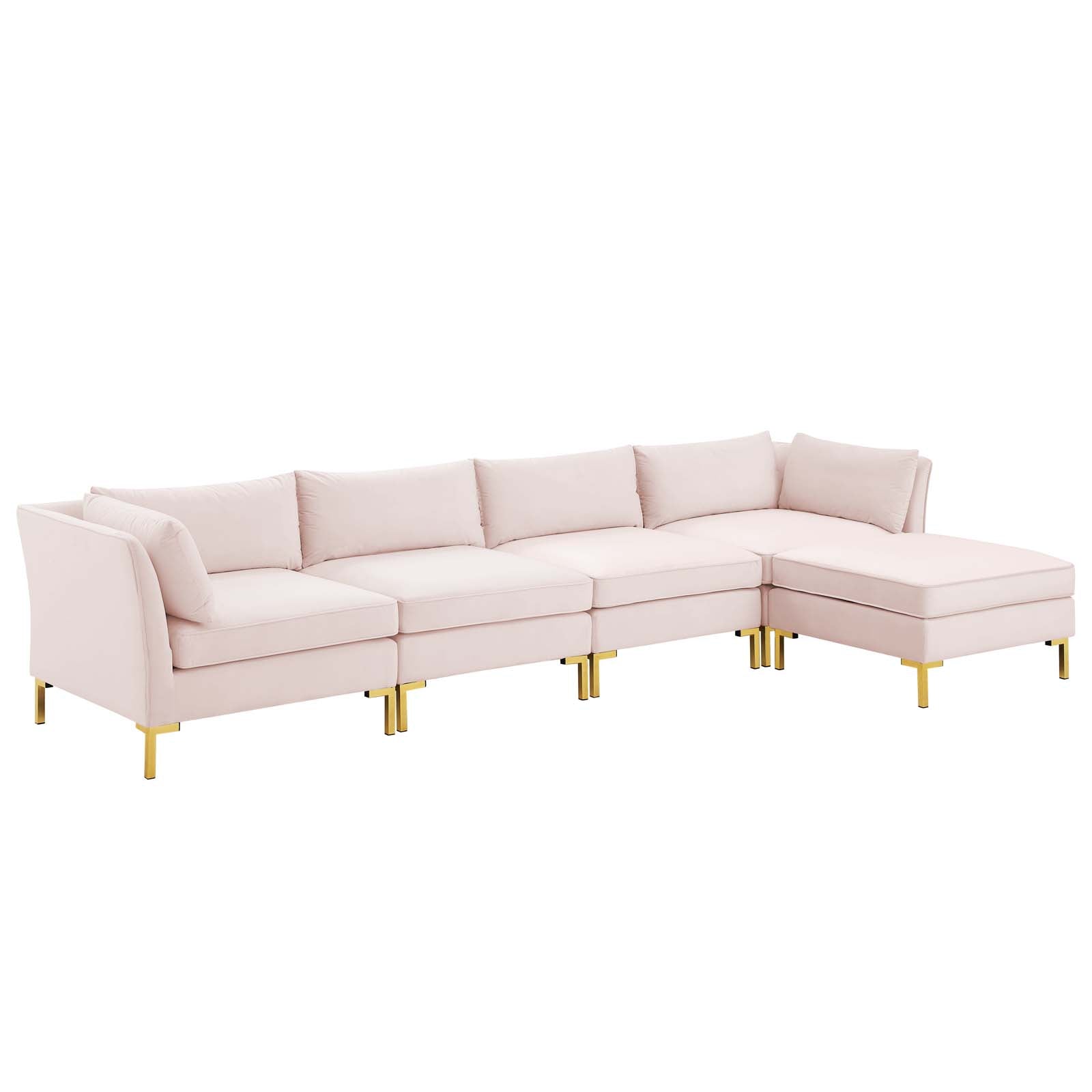 Modway Sectional Sofas - Ardent 5-Piece Performance Velvet 29 " H Sectional Sofa Pink