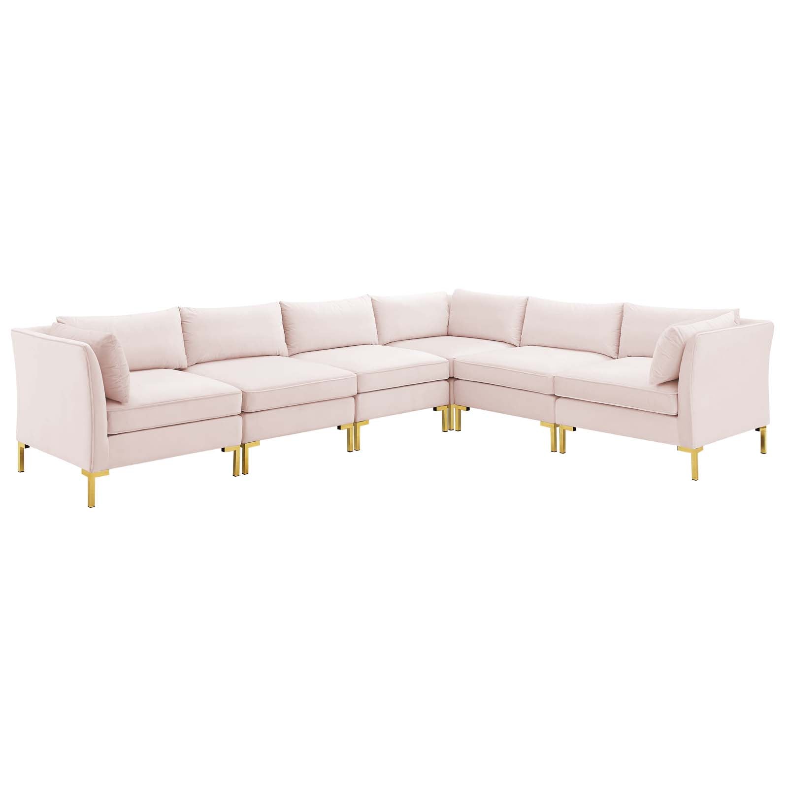 Modway Sectional Sofas - Ardent 6-Piece Performance Velvet Sectional Sofa Pink