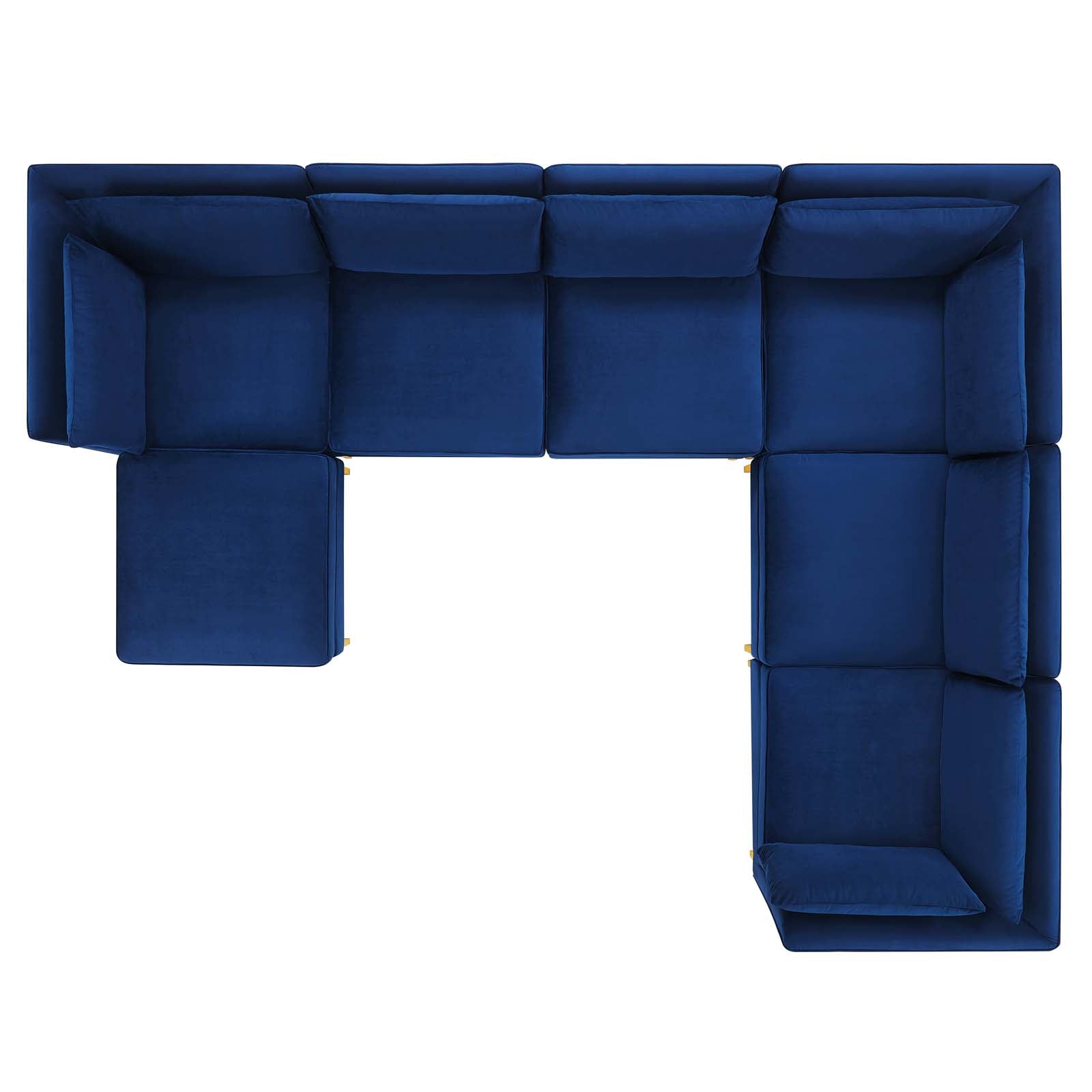 Modway Sectional Sofas - Ardent 7 Piece Performance Velvet Sectional Sofa Navy 134"