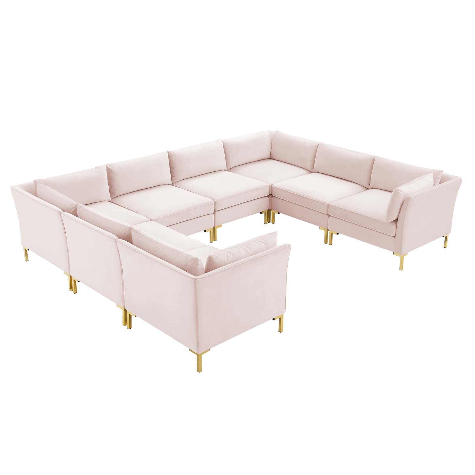 Modway Sectional Sofas - Ardent 8-Piece Performance Velvet Sectional Sofa Pink