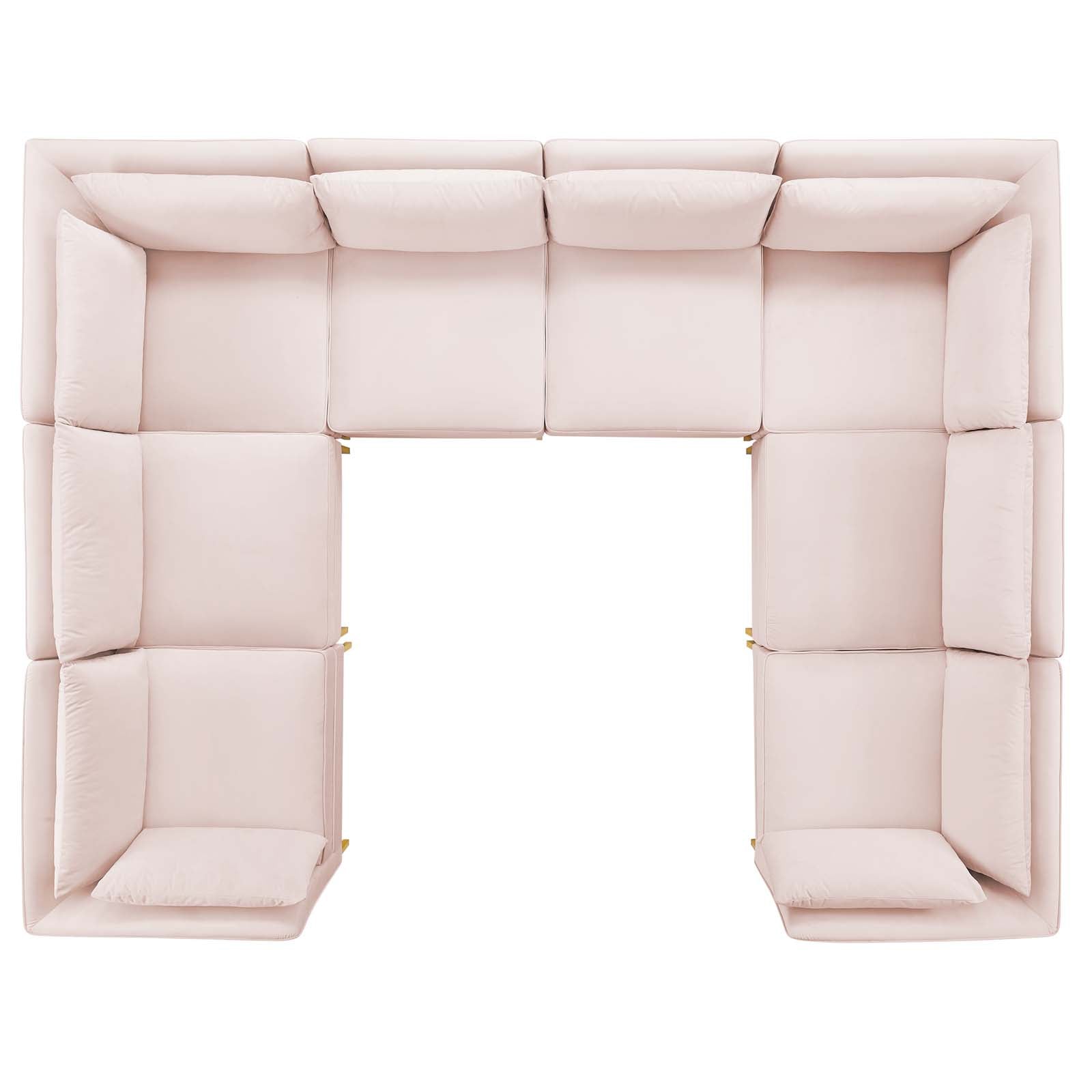 Modway Sectional Sofas - Ardent 8-Piece Performance Velvet Sectional Sofa Pink