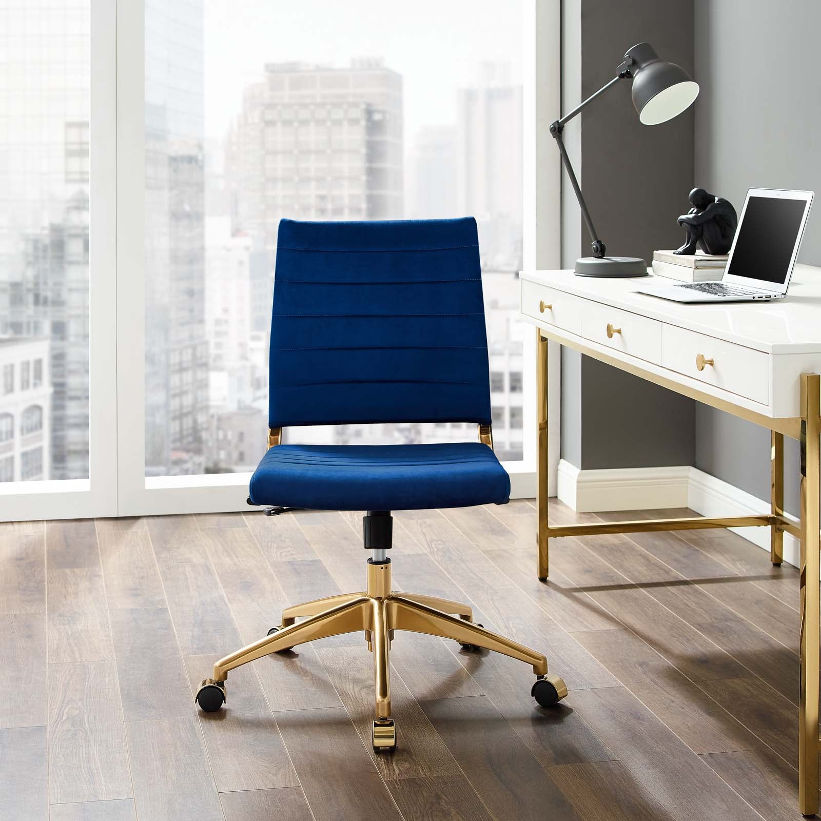 Modway Task Chairs - Jive Armless Mid Back Performance Velvet Office Chair Navy