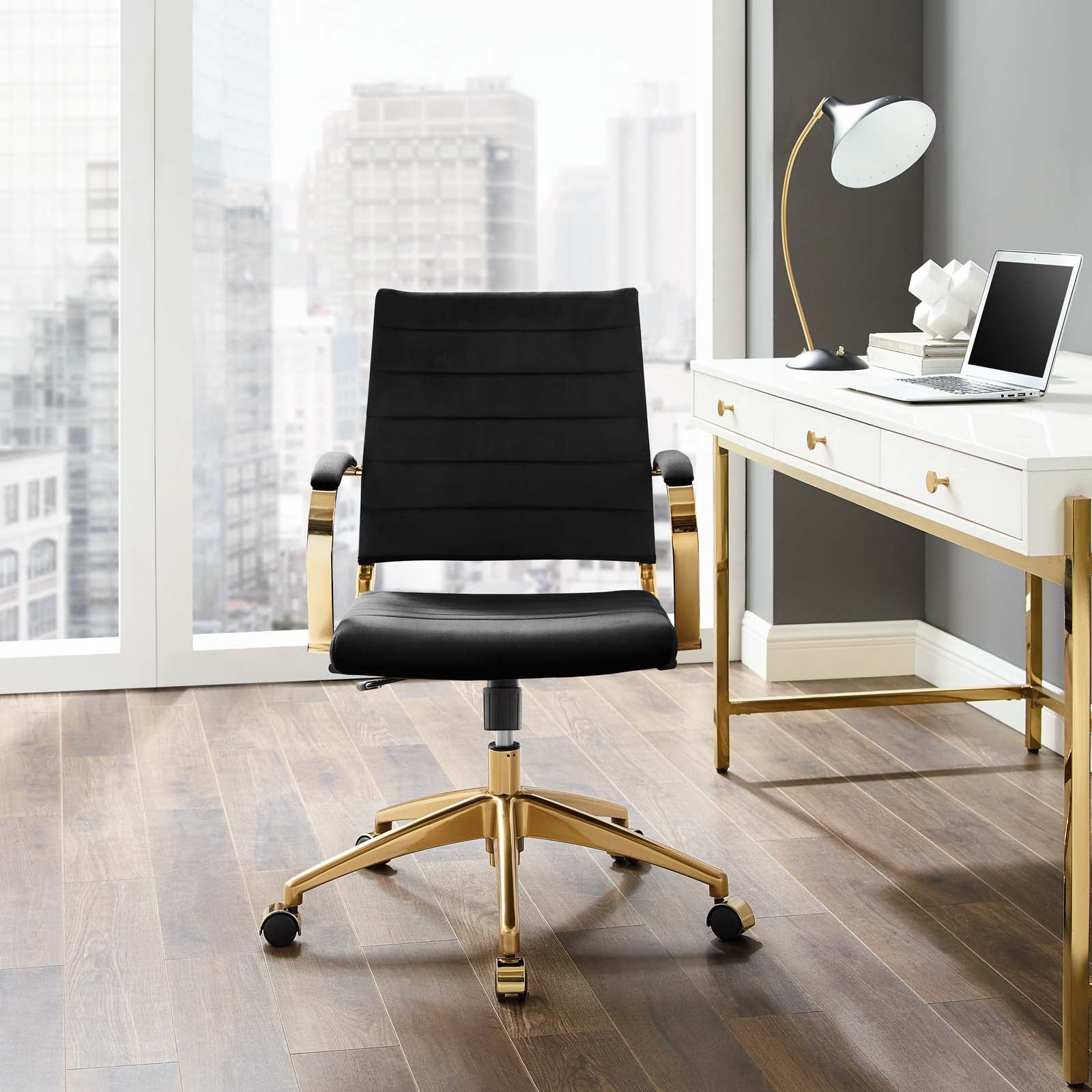 Modway Task Chairs - Jive Mid Back Performance Velvet Office Chair in Black