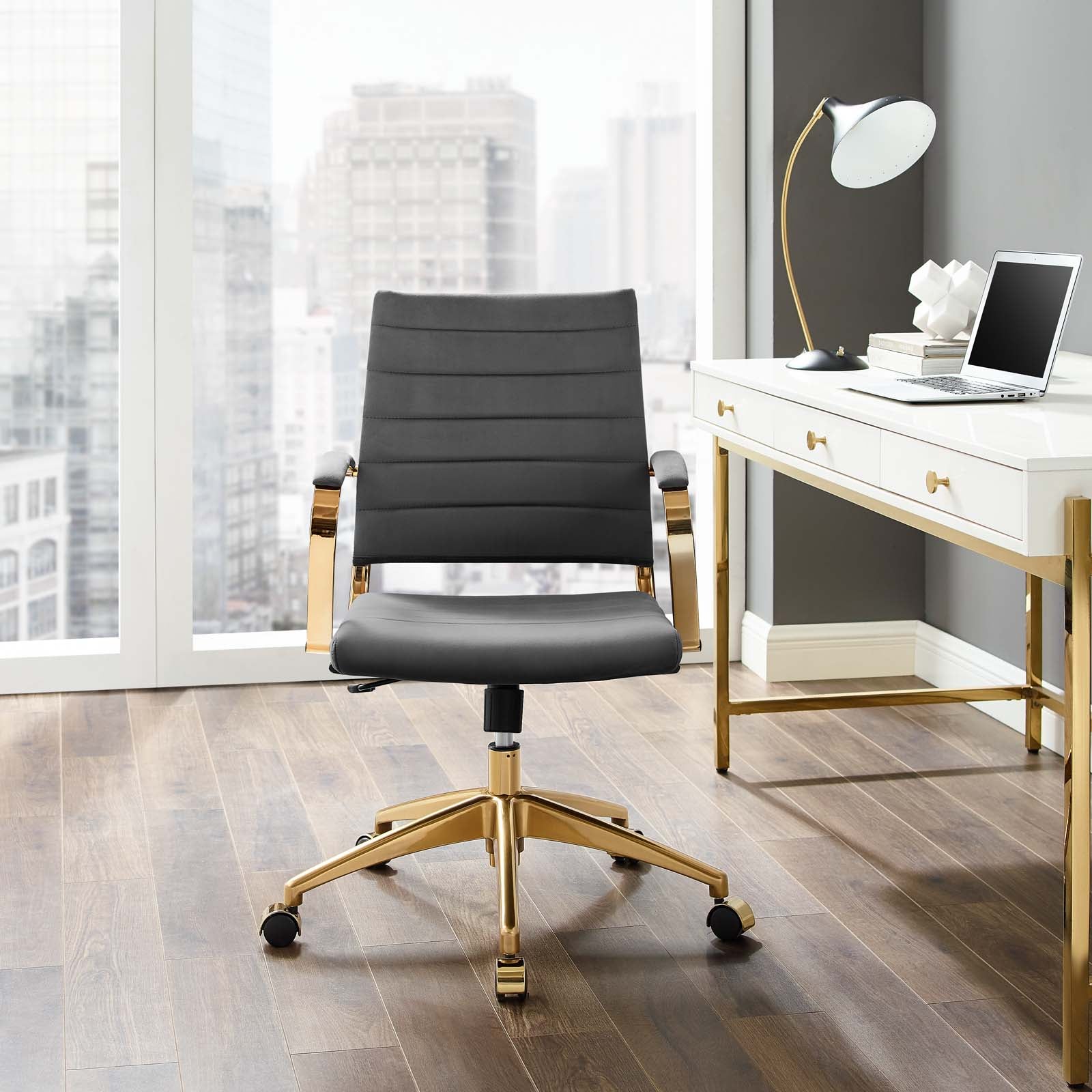 Modway Task Chairs - Jive Mid Back Performance Velvet Office Chair Gray
