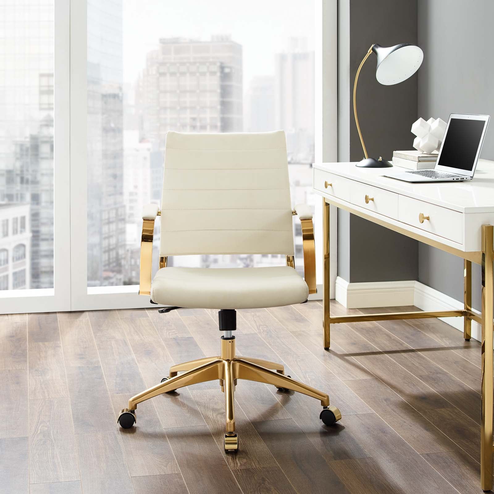 Modway Task Chairs - Jive Mid Back Performance Velvet Office Chair Ivory