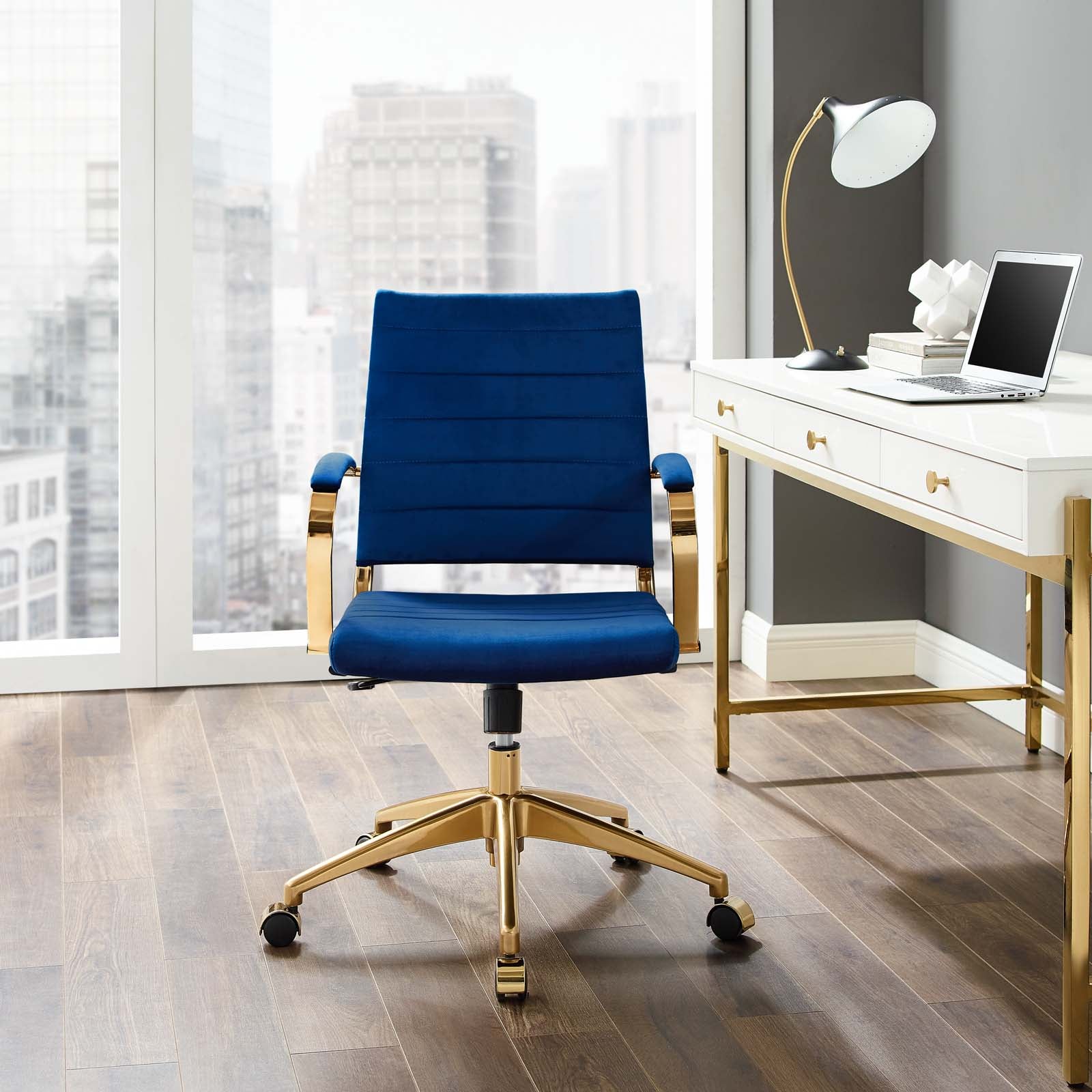 Modway Task Chairs - Jive Mid Back Performance Velvet Office Chair Navy