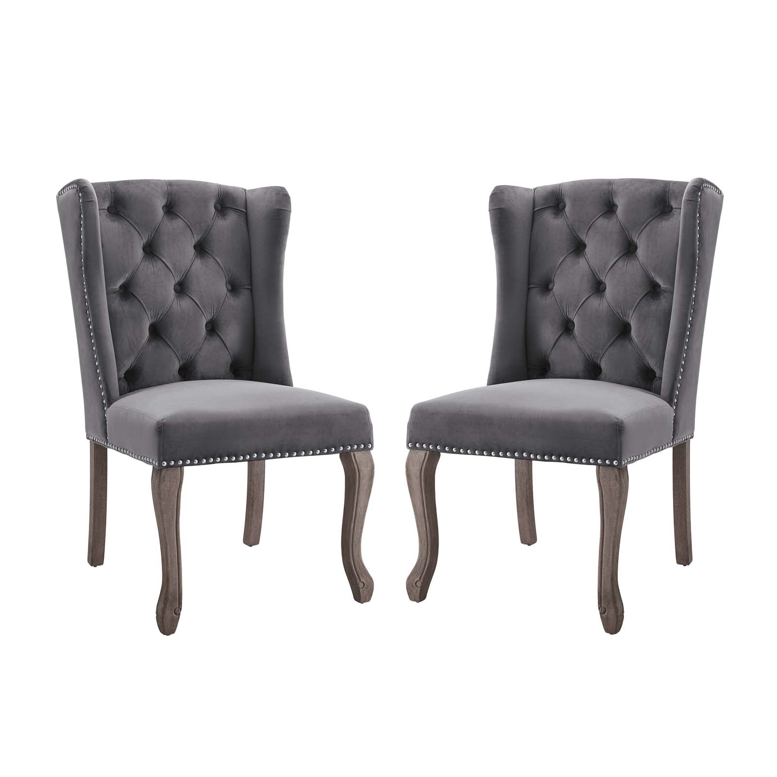 Modway Dining Chairs - Apprise Side Chair Performance Velvet ( Set of 2 ) Gray