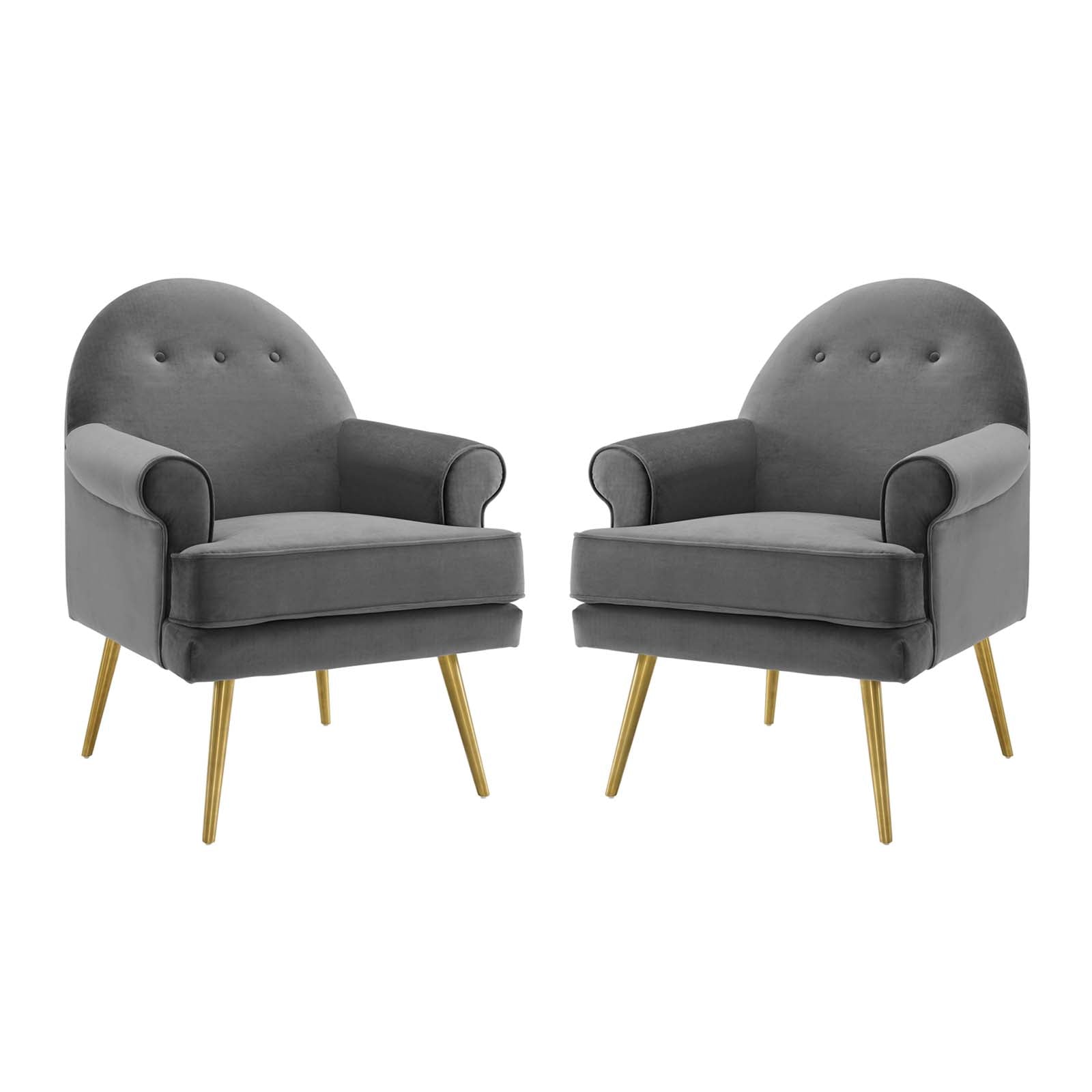 Modway Chairs - Revive Armchair Performance Velvet Gray ( Set of 2 )
