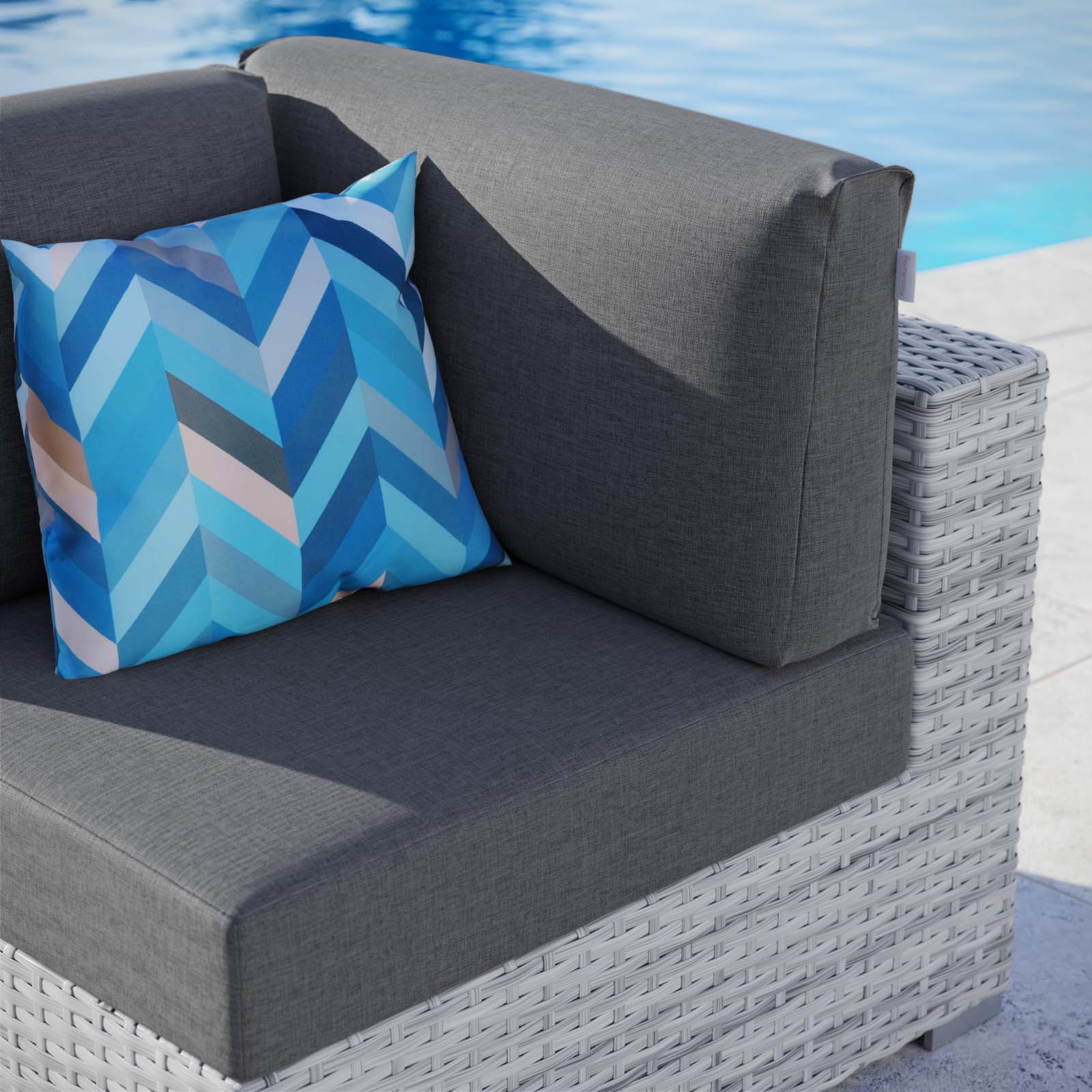 Modway Outdoor Chairs - Convene Outdoor Patio Corner Chair Light Gray Charcoal