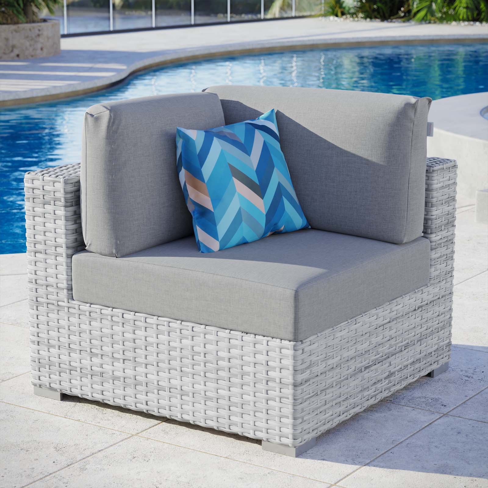 Modway Outdoor Chairs - Convene Outdoor Patio Corner Chair Light Gray