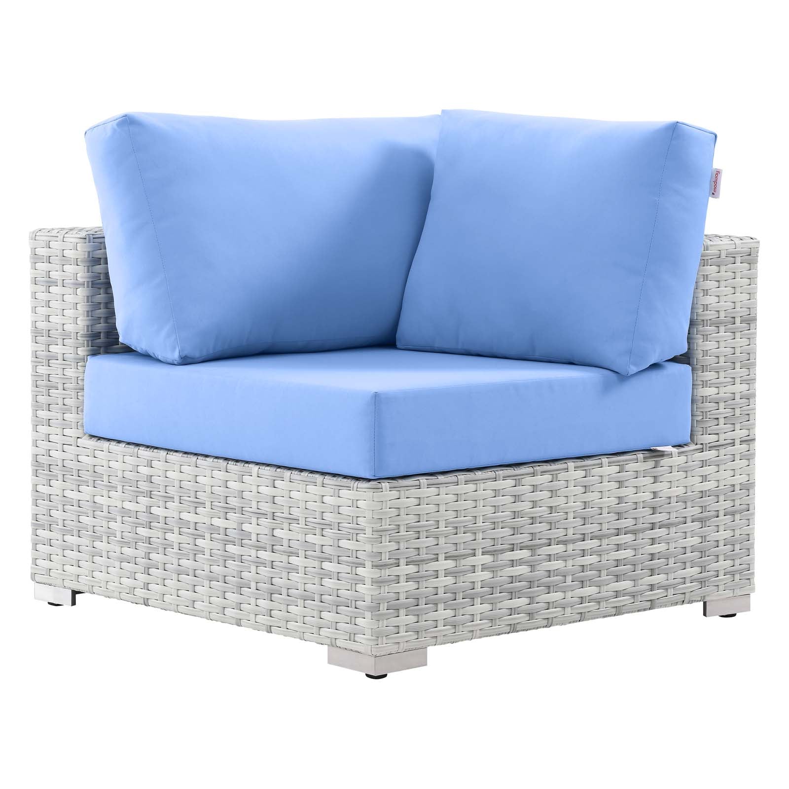 Modway Outdoor Chairs - Convene Outdoor Patio Corner Chair Light Gray Light Blue