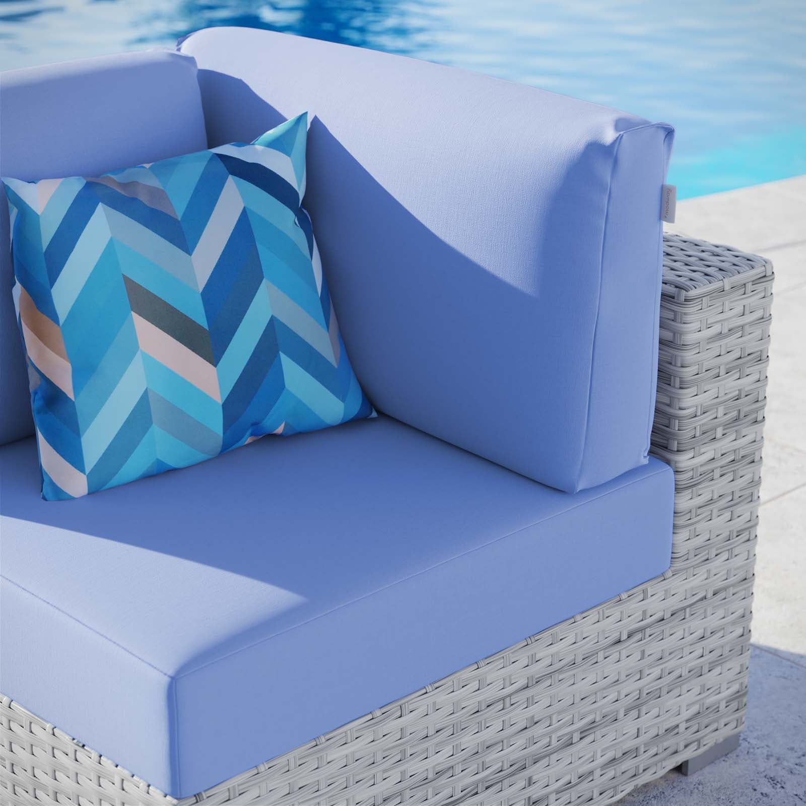 Modway Outdoor Chairs - Convene Outdoor Patio Corner Chair Light Gray Light Blue