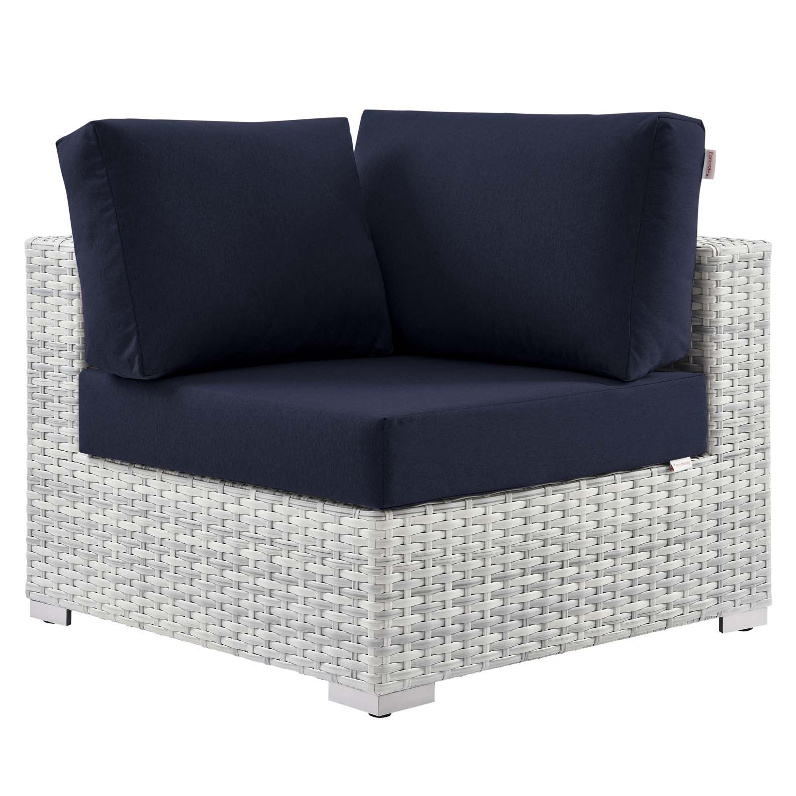Modway Outdoor Chairs - Convene Outdoor Patio Corner Chair Light Gray Navy