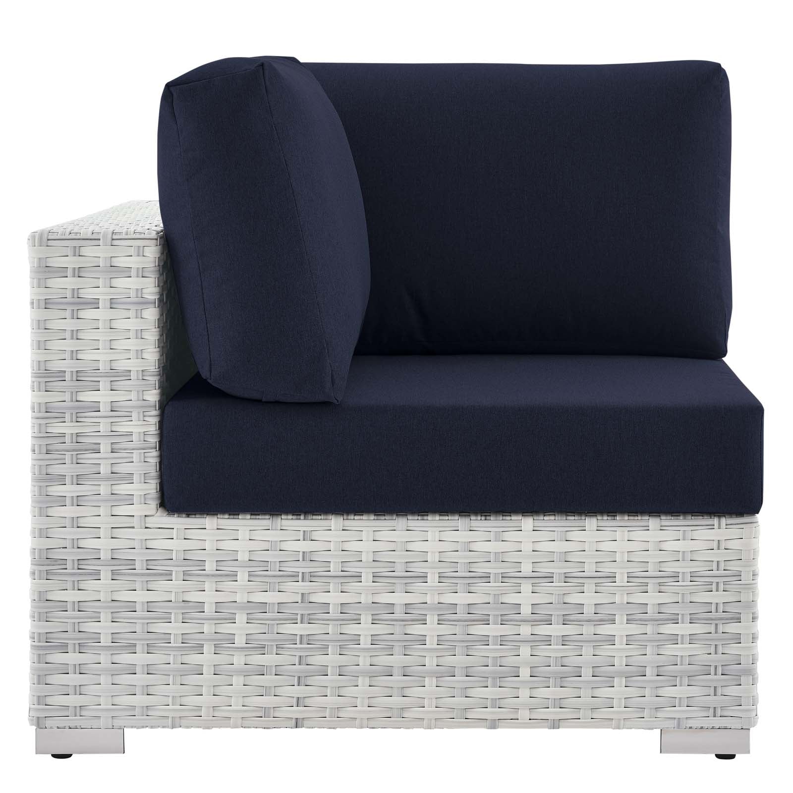 Modway Outdoor Chairs - Convene Outdoor Patio Corner Chair Light Gray Navy