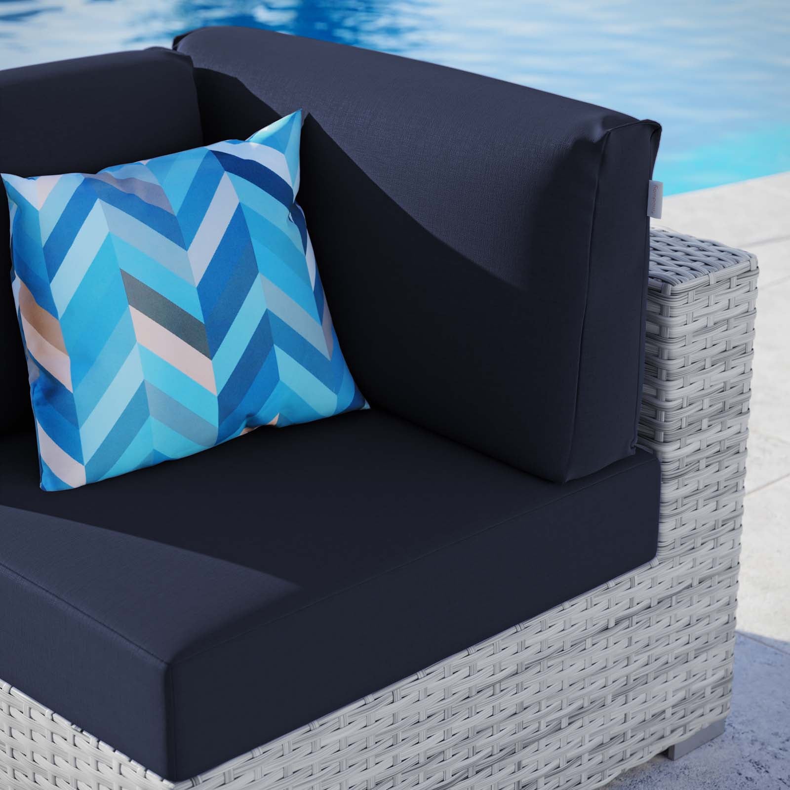 Modway Outdoor Chairs - Convene Outdoor Patio Corner Chair Light Gray Navy