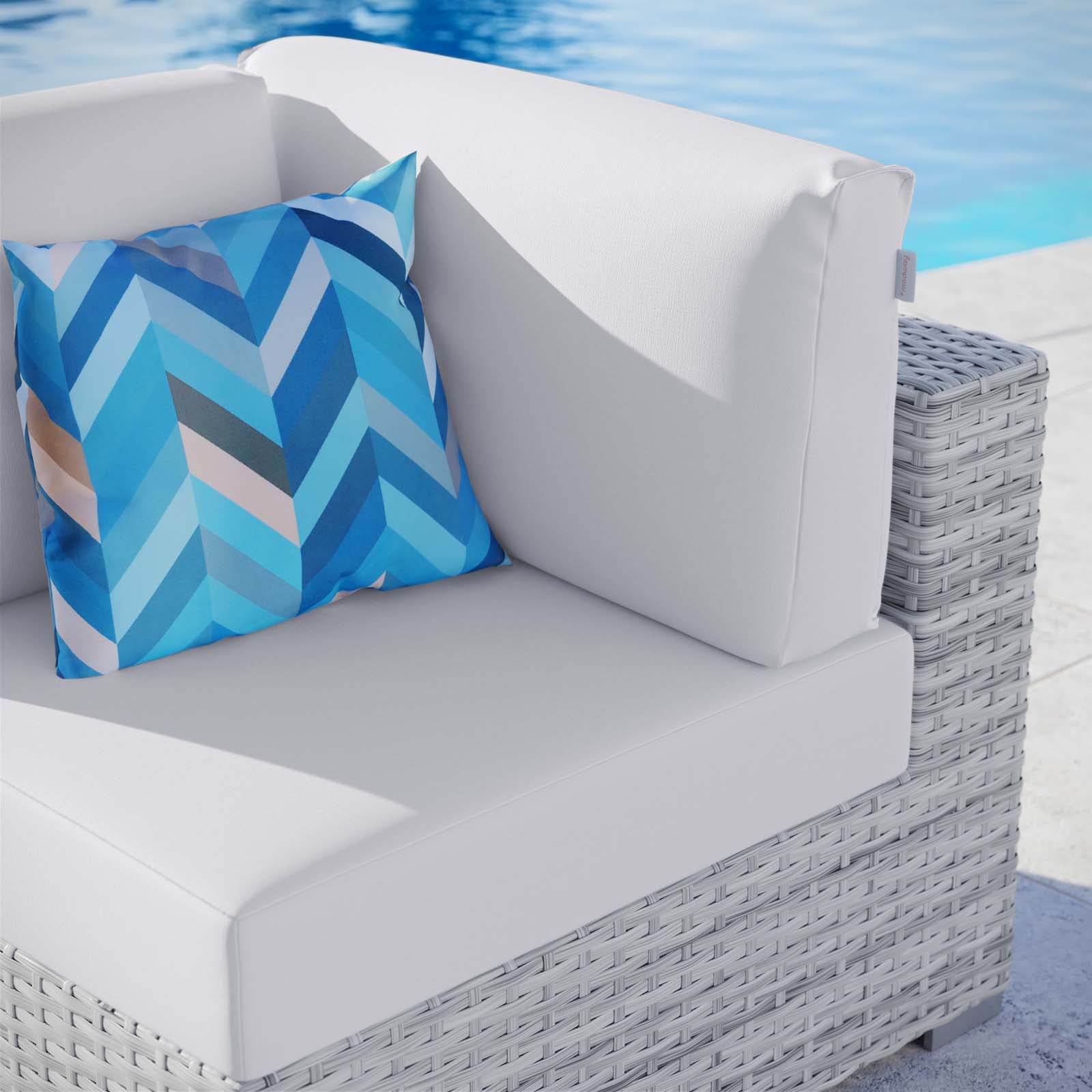 Modway Outdoor Chairs - Convene Outdoor Patio Corner Chair Light Gray White