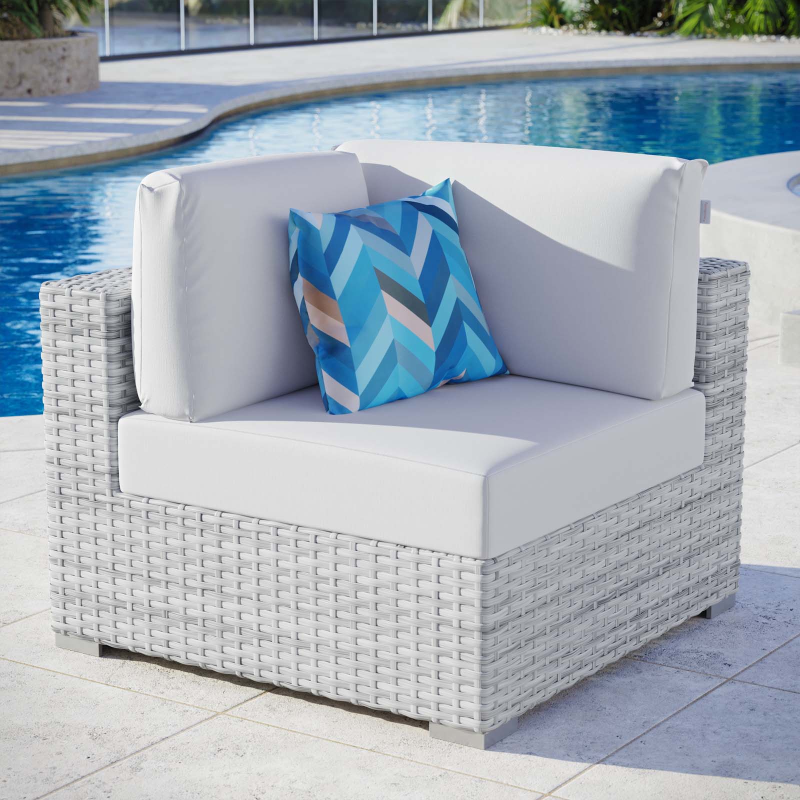 Modway Outdoor Chairs - Convene Outdoor Patio Corner Chair Light Gray White