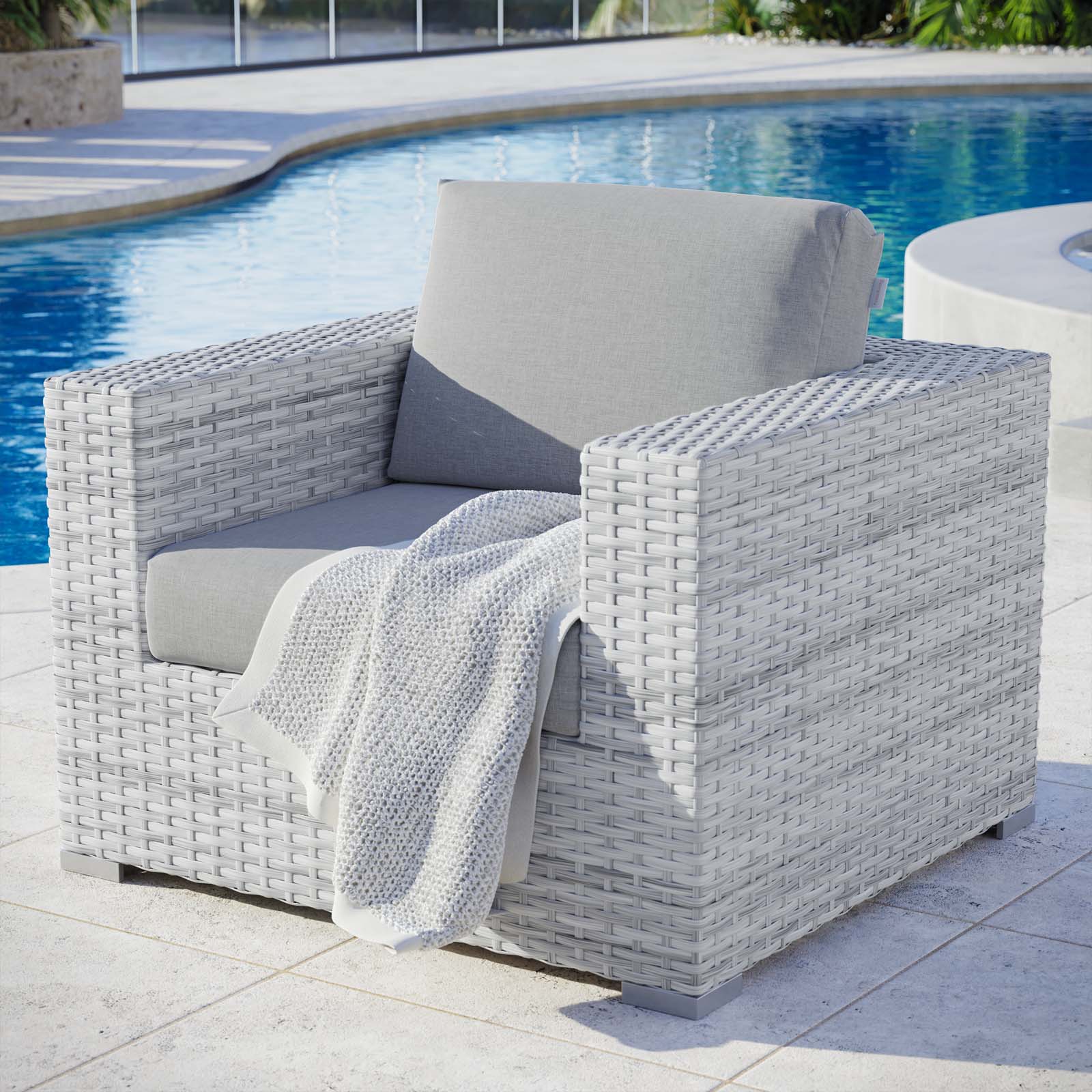 Modway Outdoor Chairs - Convene Outdoor Patio Armchair Light Gray
