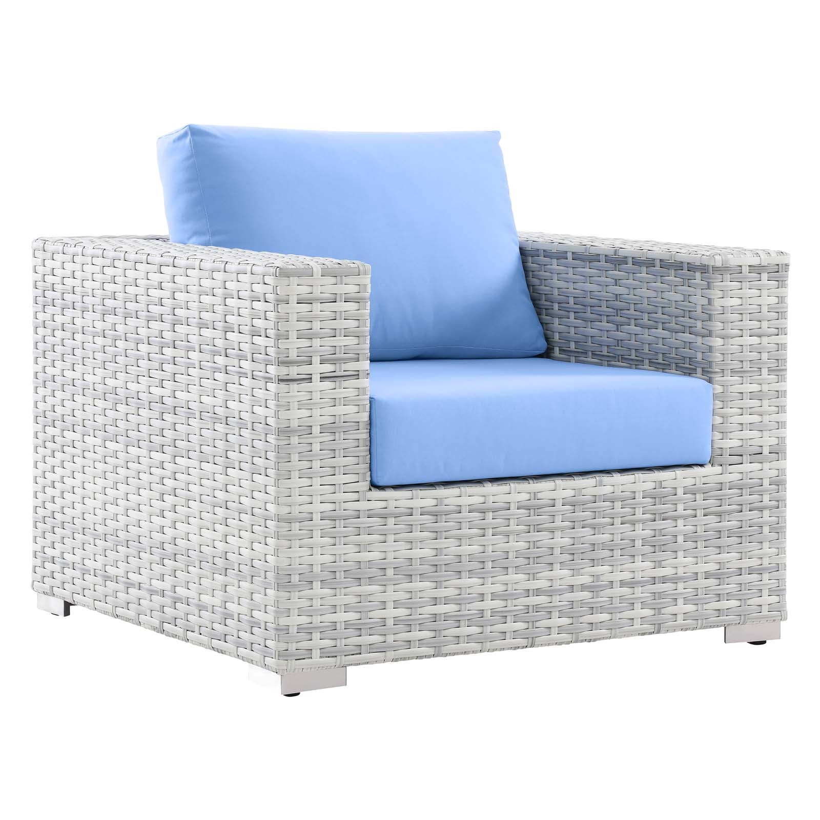 Modway Outdoor Chairs - Convene Outdoor Patio Armchair Light Gray Light Blue